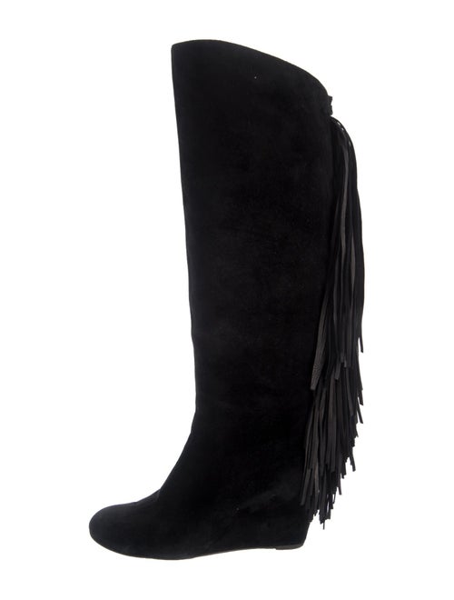 Christian Louboutin Suede Fringe Trim Accent Boots