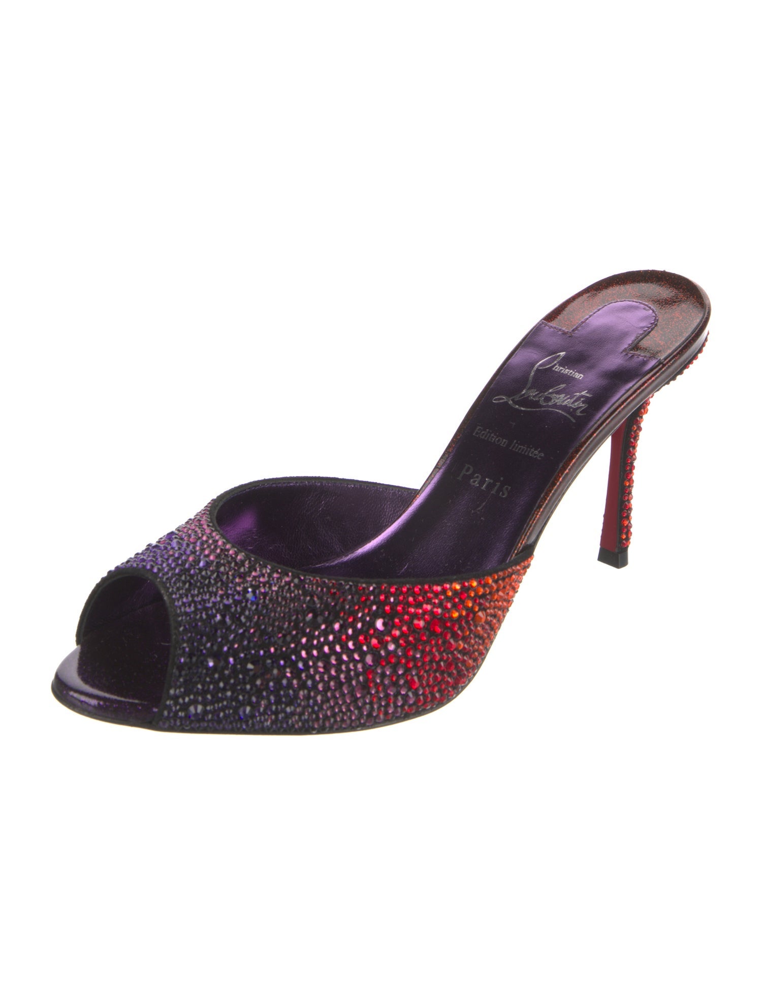 Christian Louboutin Patterned Crystal Embellishments Mules