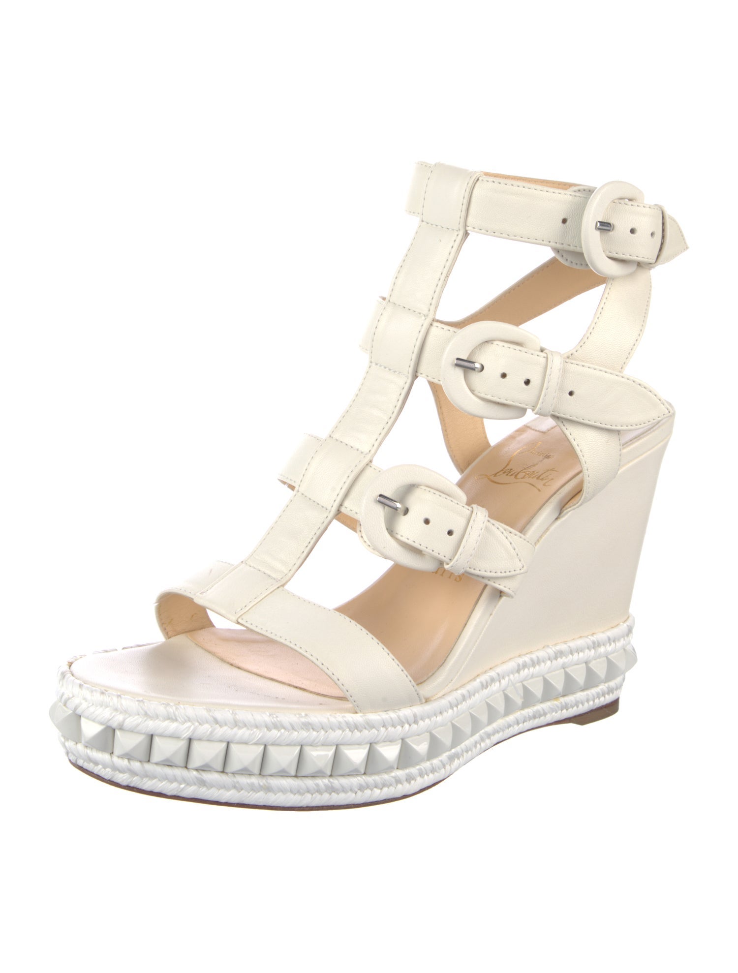 Christian Louboutin Spike Accents Leather Gladiator Sandals