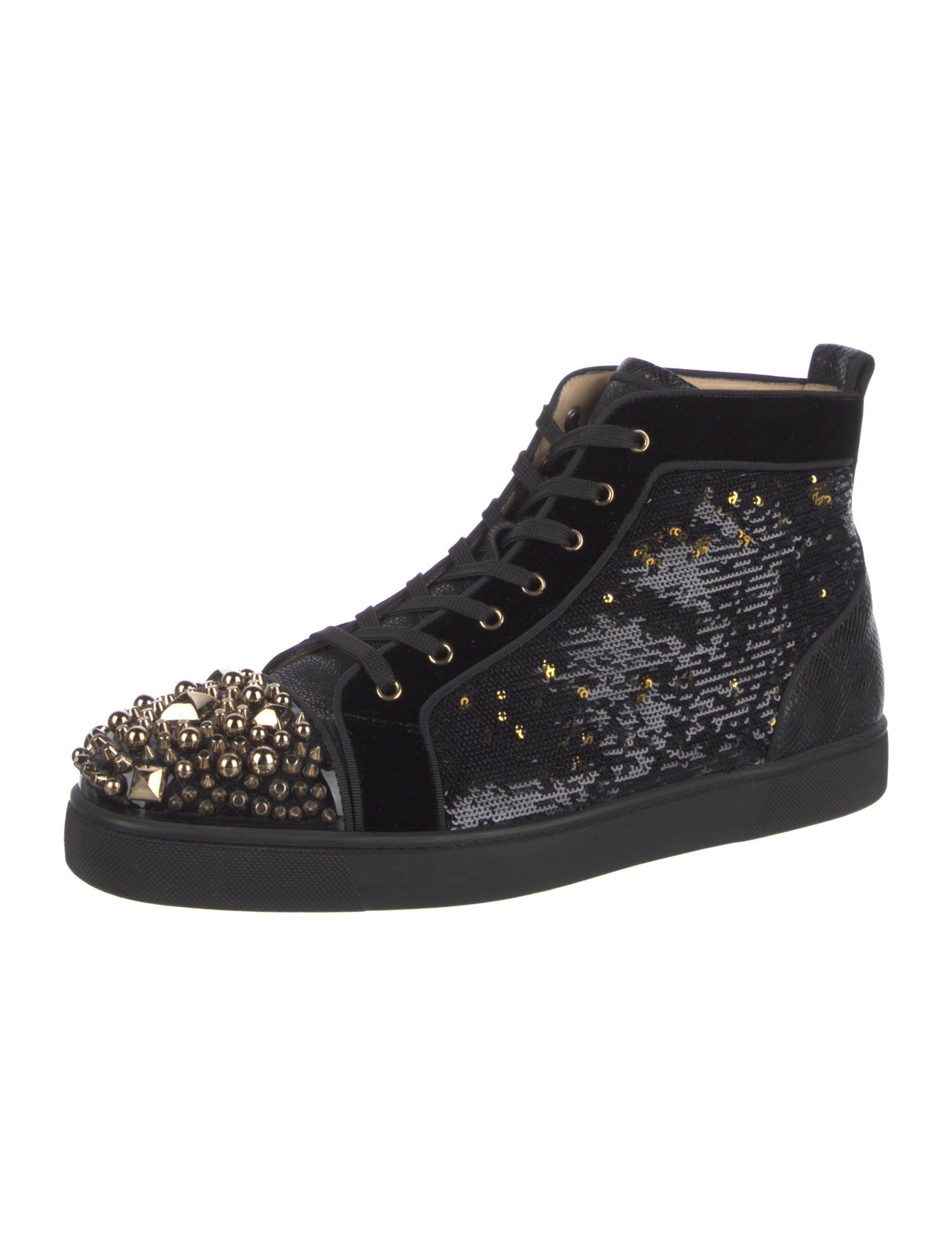 Christian Louboutin Spike Accents Sequins Sneakers