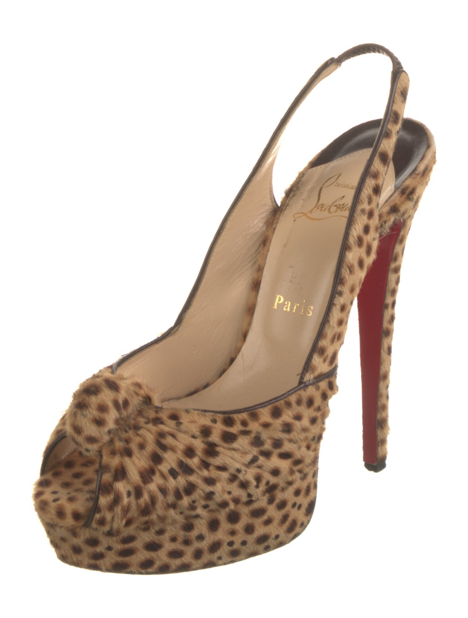 Christian Louboutin Ponyhair Animal Print Slingback Sandals