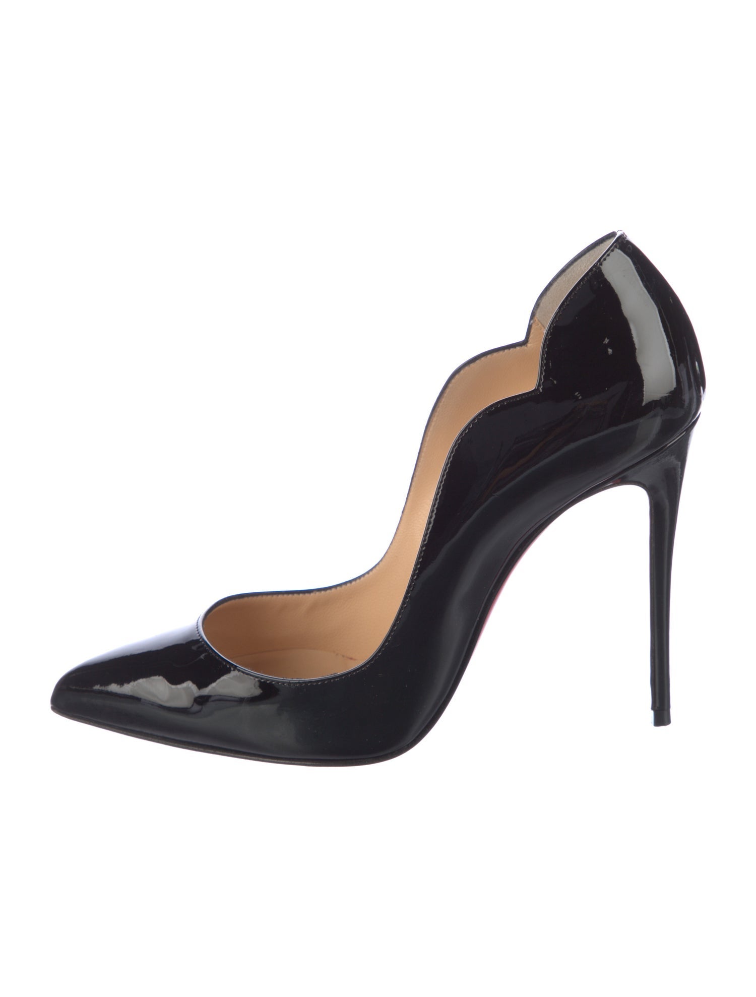 Christian Louboutin Patent Leather Scalloped Accent Pumps