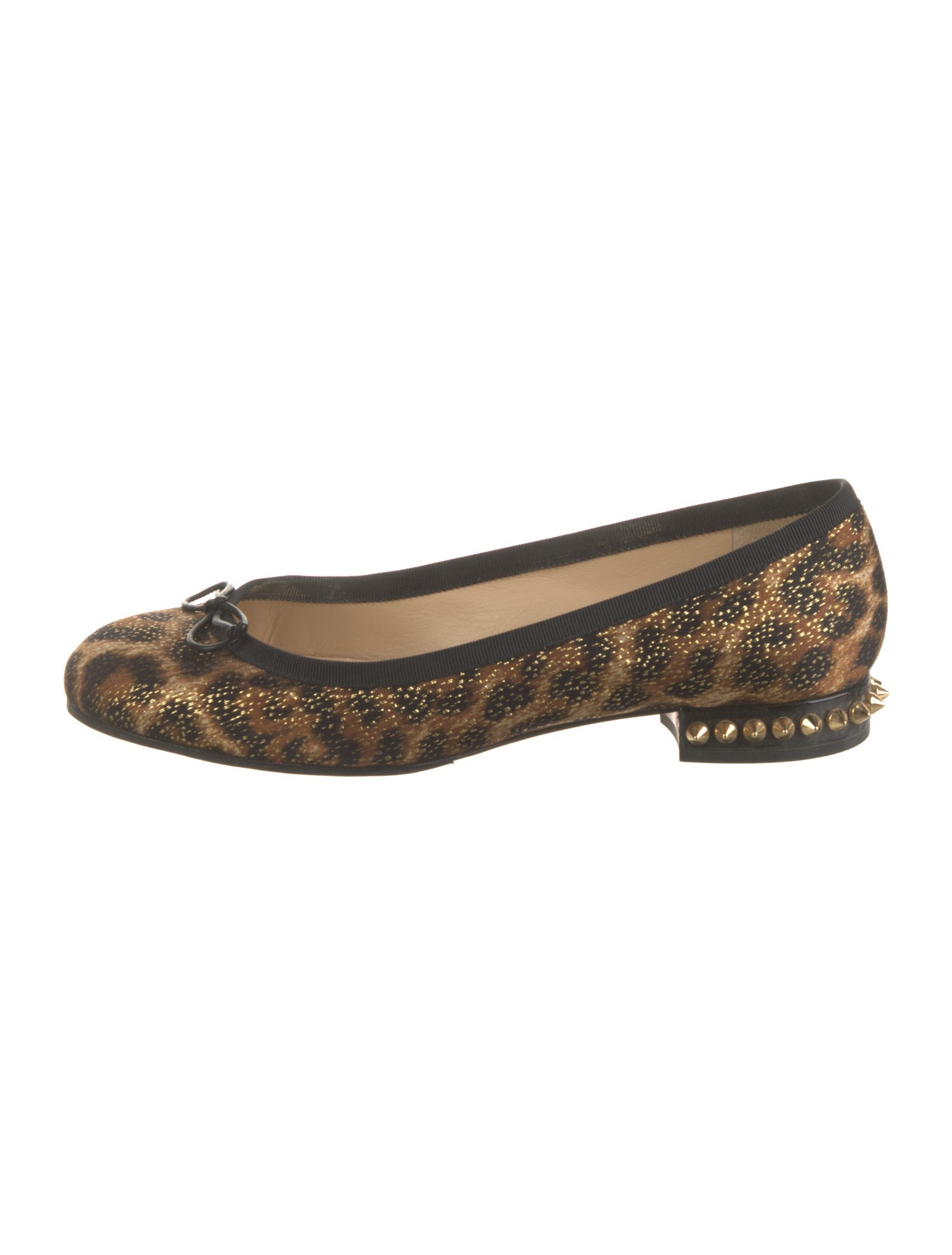 Christian Louboutin Spike Accents Animal Print Ballet Flats