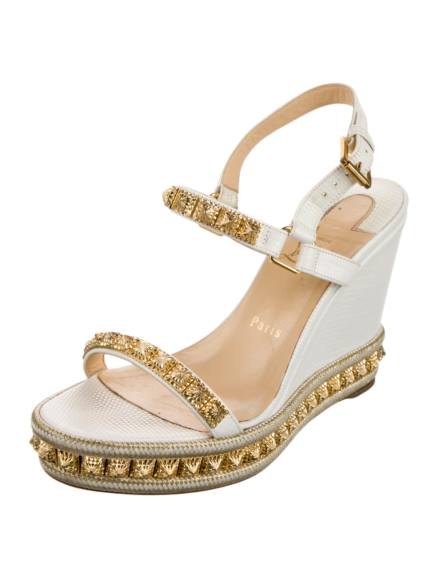 Christian Louboutin Embossed Leather Studded Accents Espadrilles