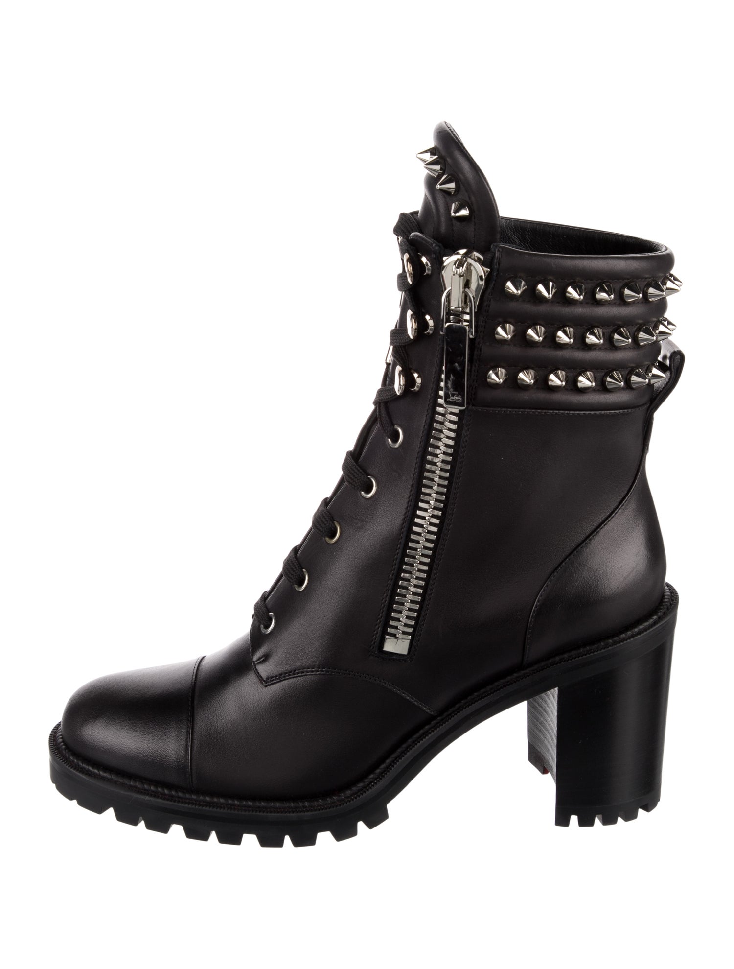 Christian Louboutin Rockstud Accents Leather Combat Boots w/ Tags