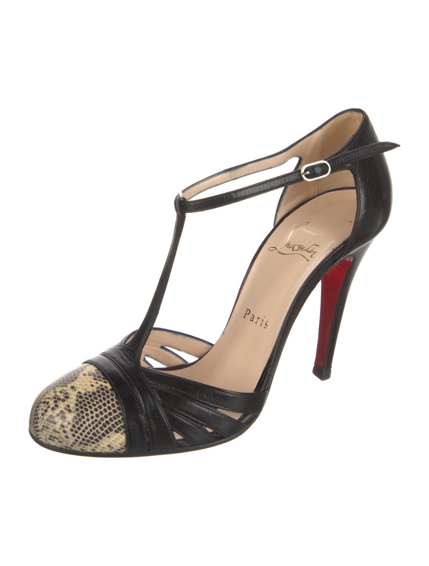 Christian Louboutin Gino 100 T-Strap Leather T-Strap Pumps