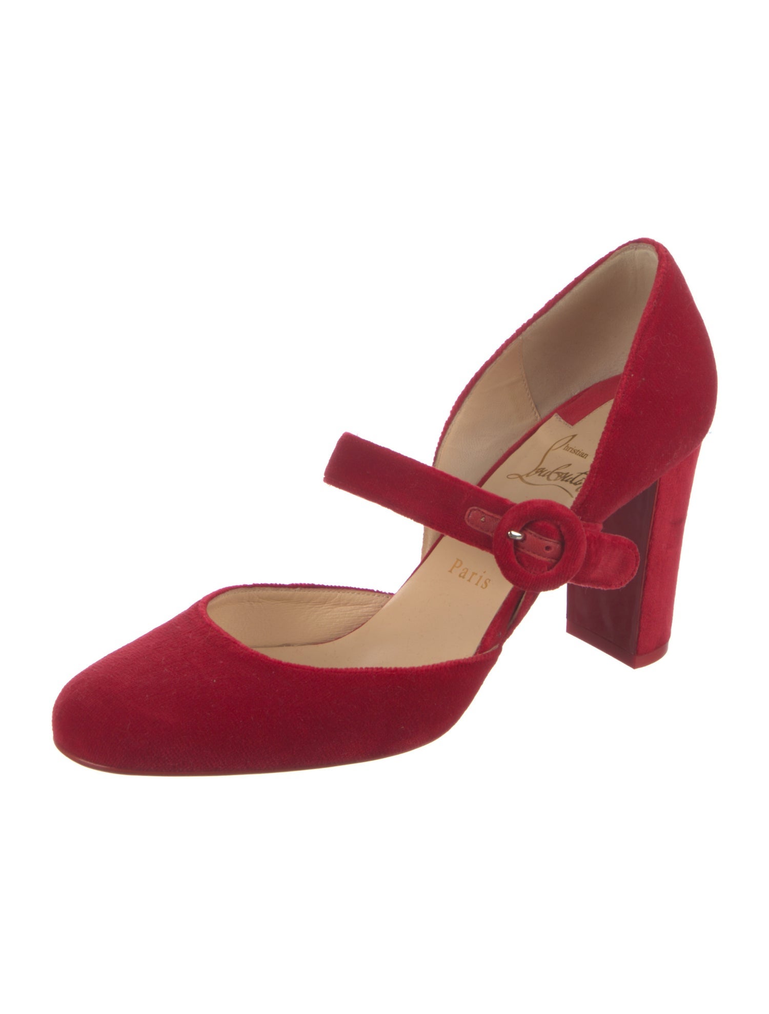 Christian Louboutin Velvet Leather Trim Embellishment D'Orsay Pumps
