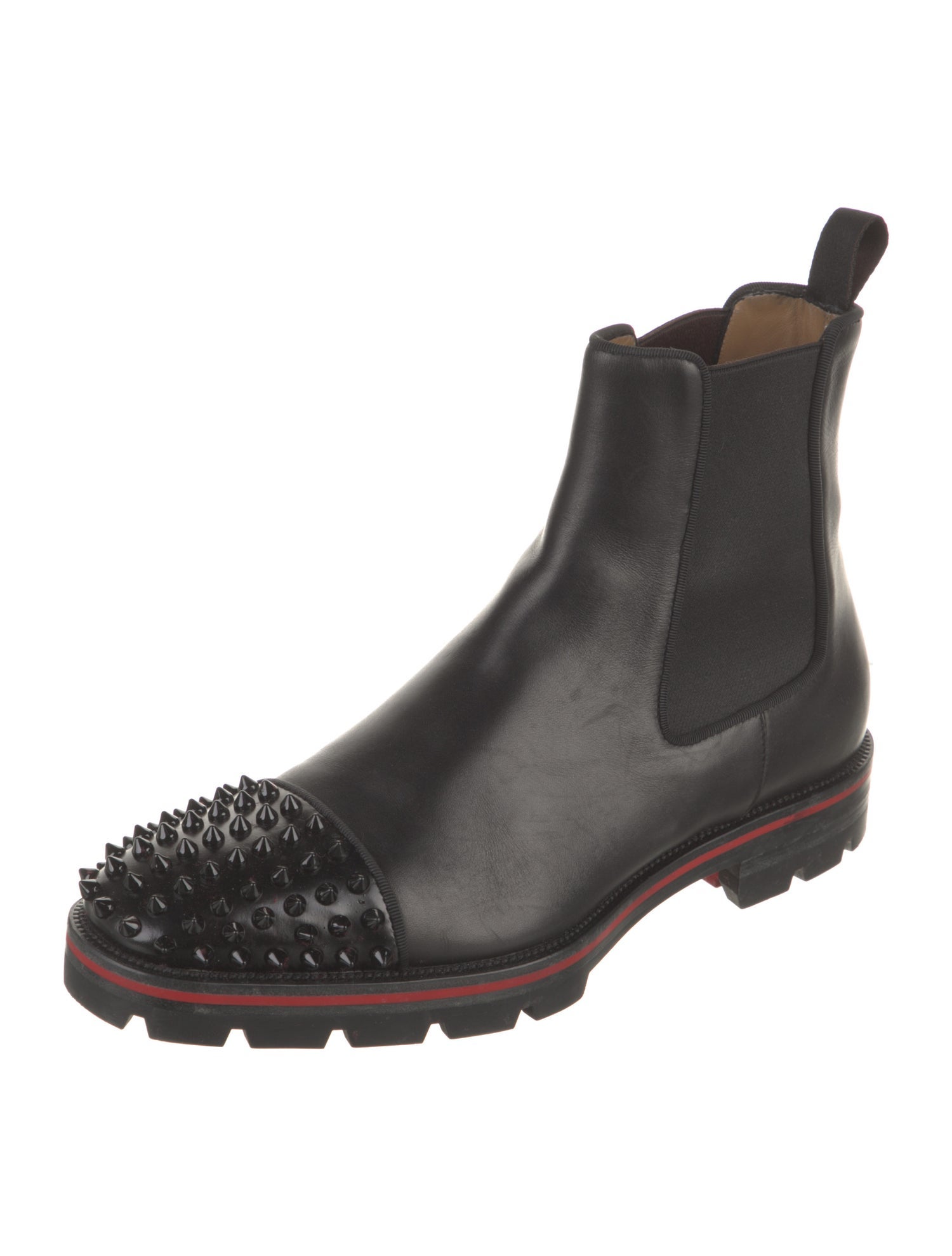 Christian Louboutin Spike Accents Leather Chelsea Boots