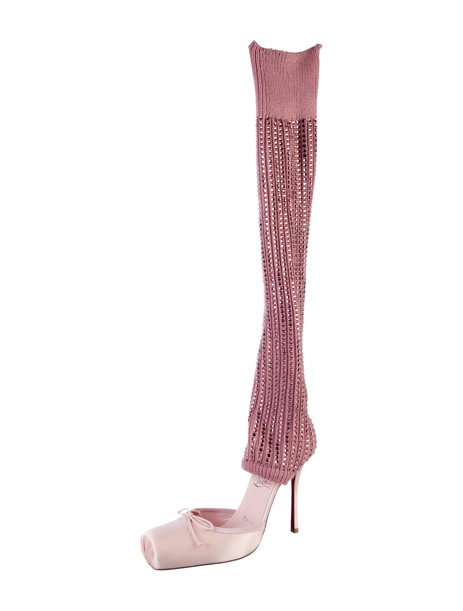 Christian Louboutin Satin Crystal Embellishments Mules