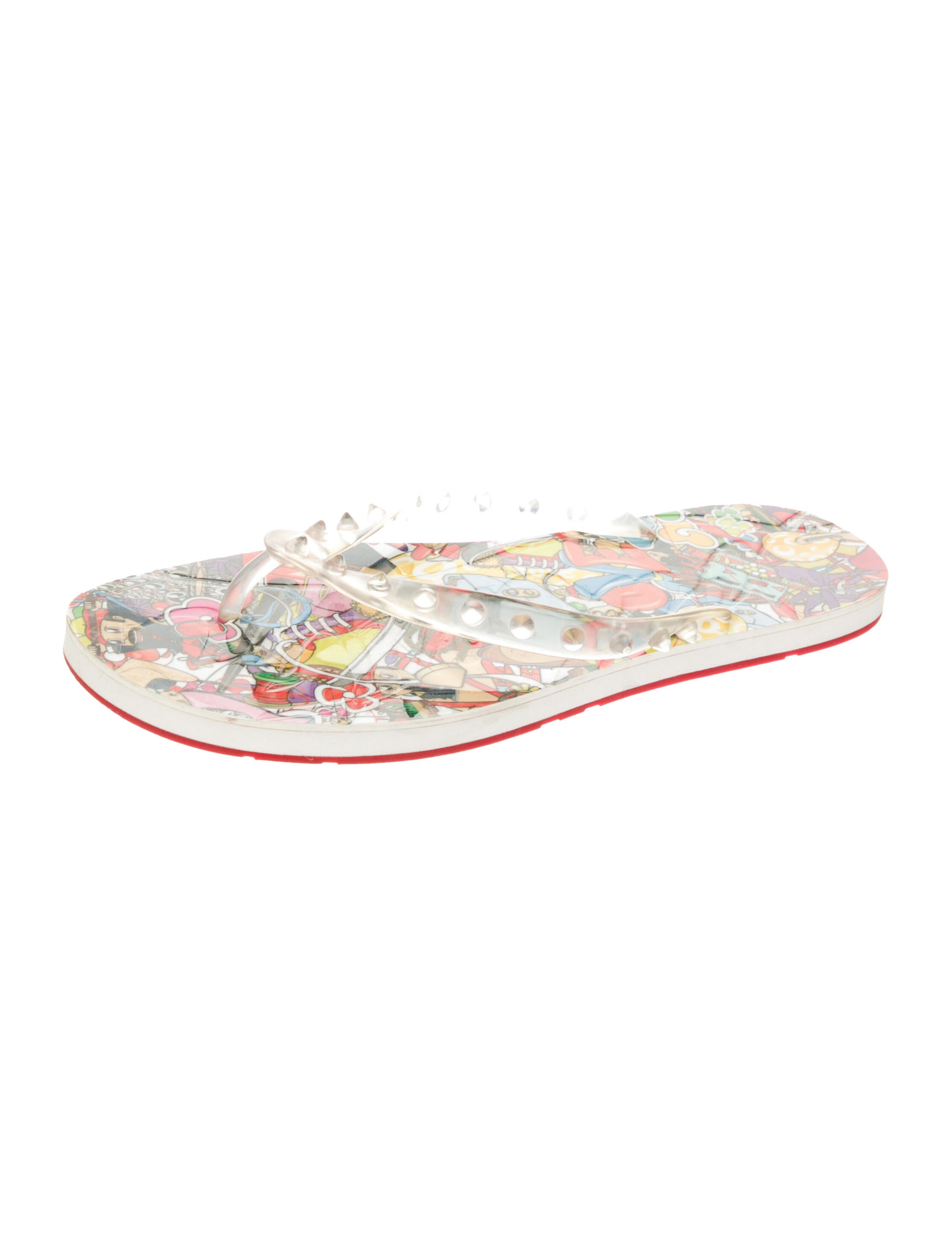 Christian Louboutin Rockstud Accents PVC Flip Flops