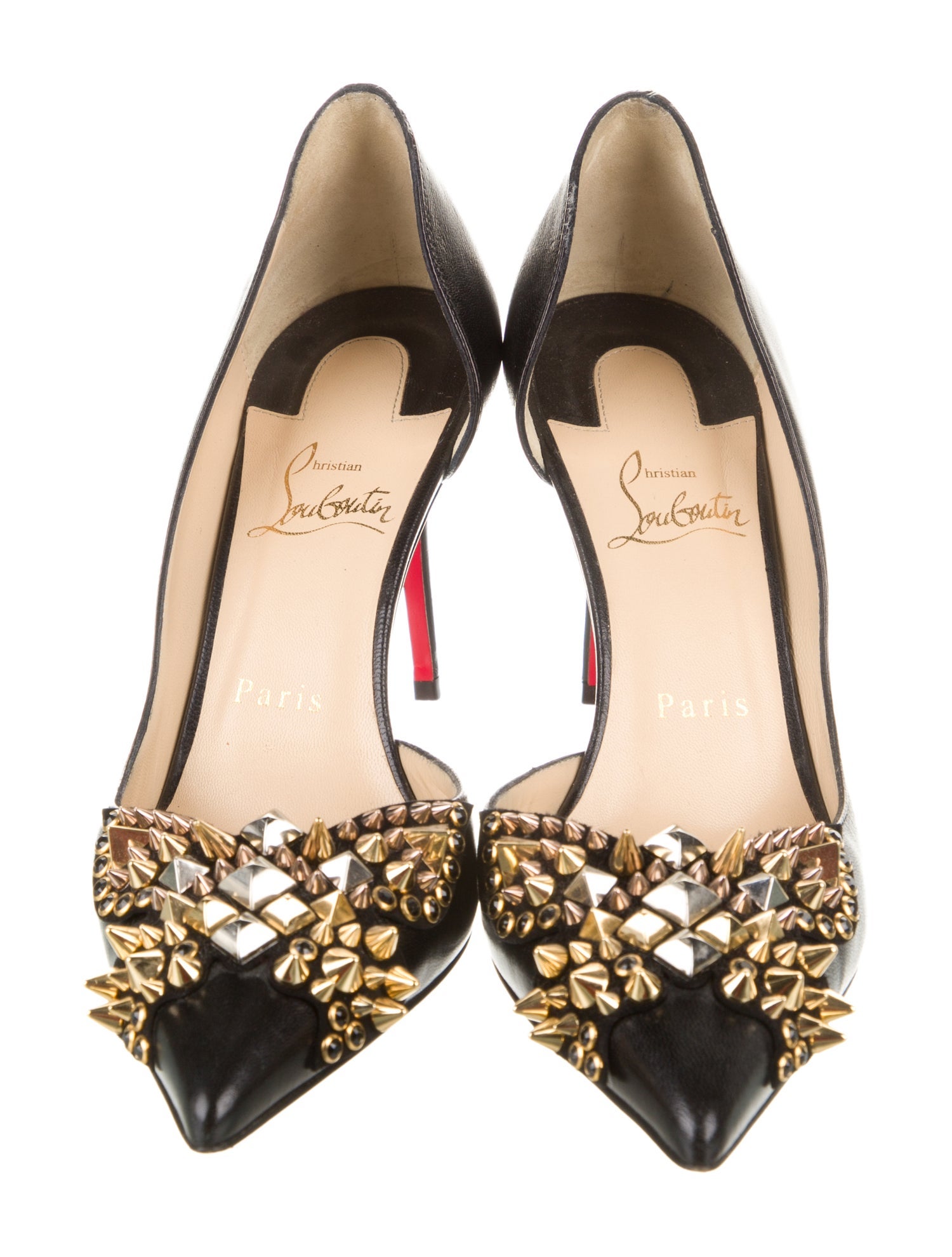 Christian Louboutin Spike Accents Leather D'Orsay Pumps