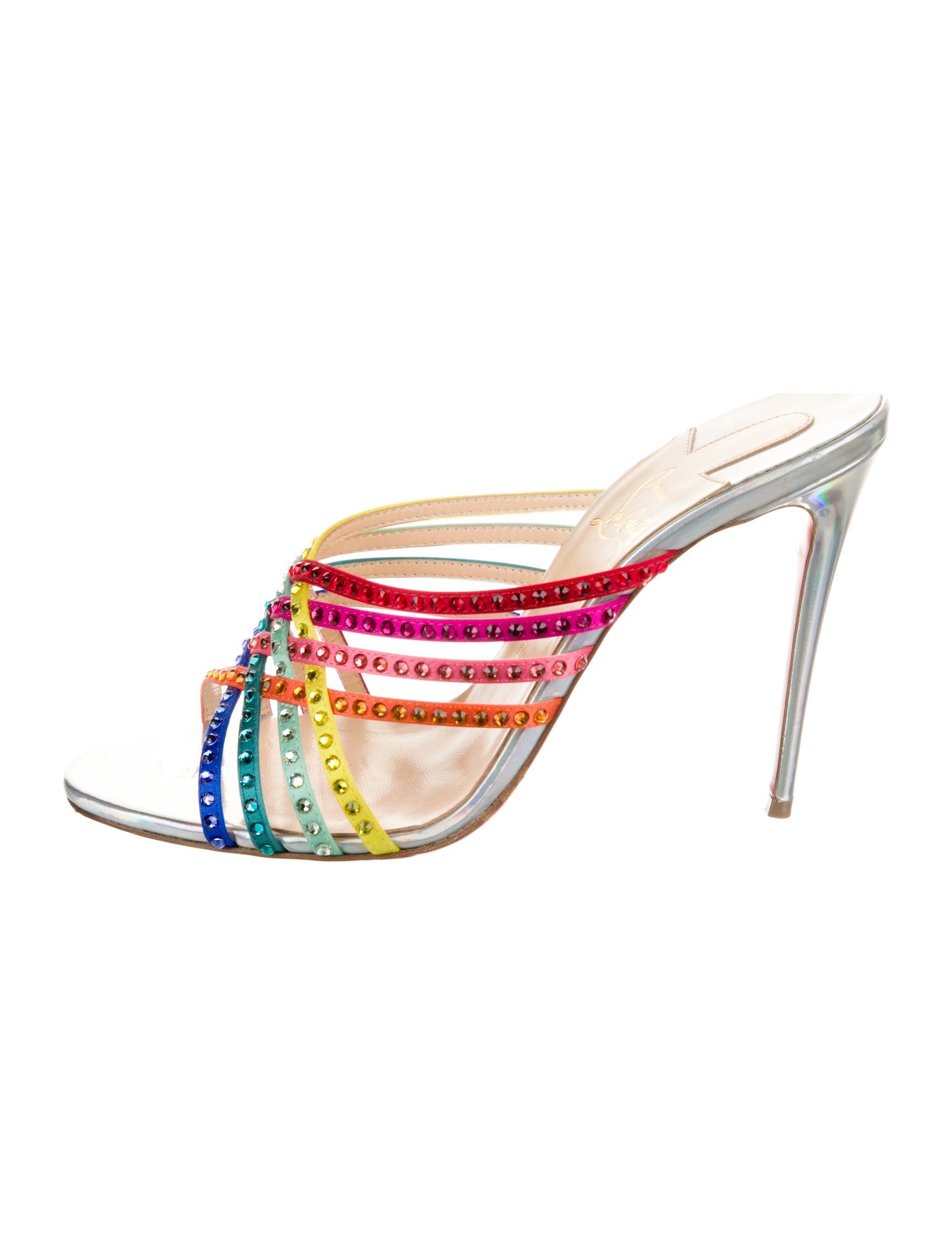 Christian Louboutin Satin Colorblock Pattern Slides