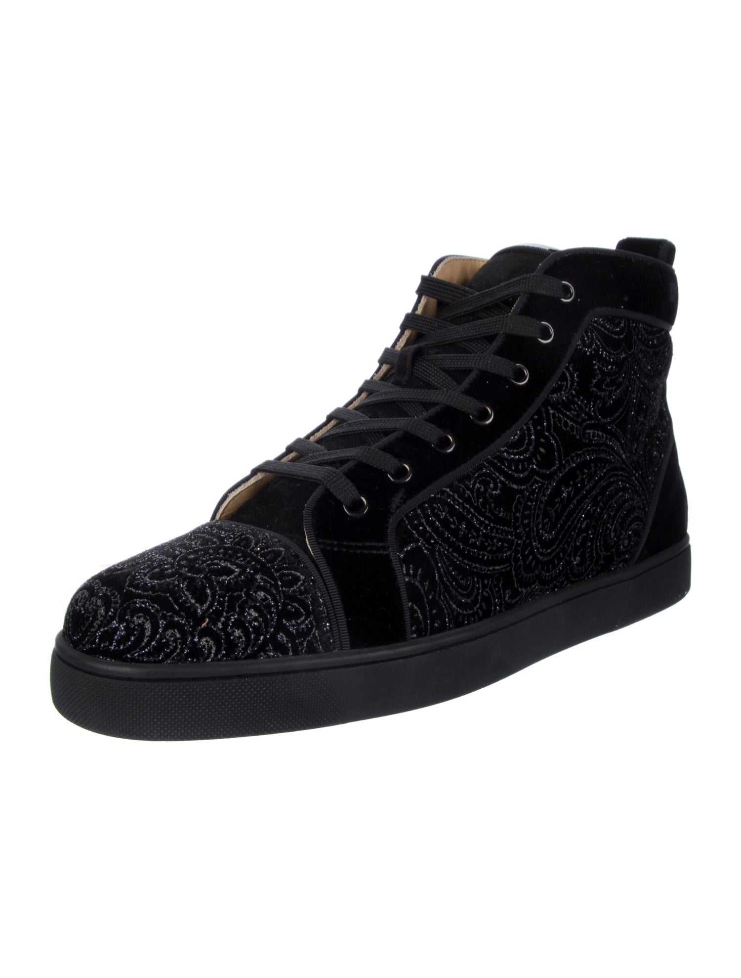 Christian Louboutin Velvet Paisley Print Sneakers