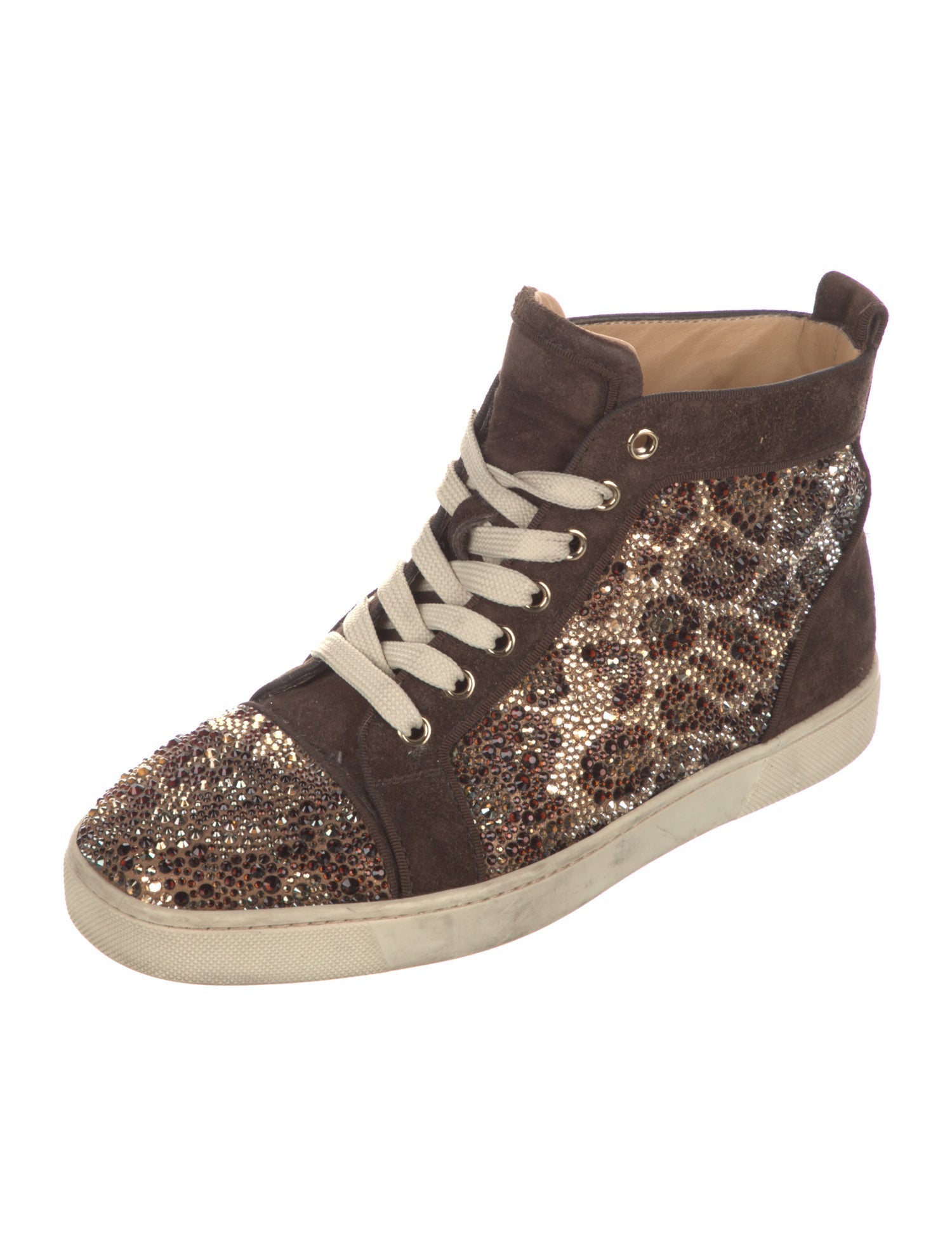 Christian Louboutin Suede Animal Print Wedge Sneakers