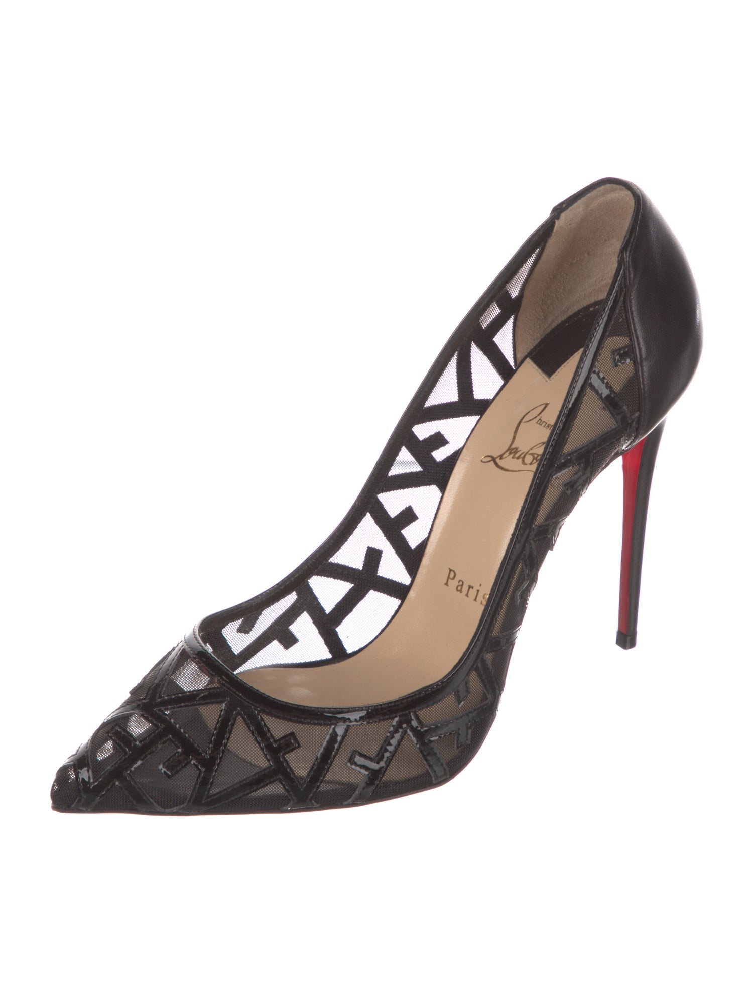 Christian Louboutin Leather Mesh Accents Pumps