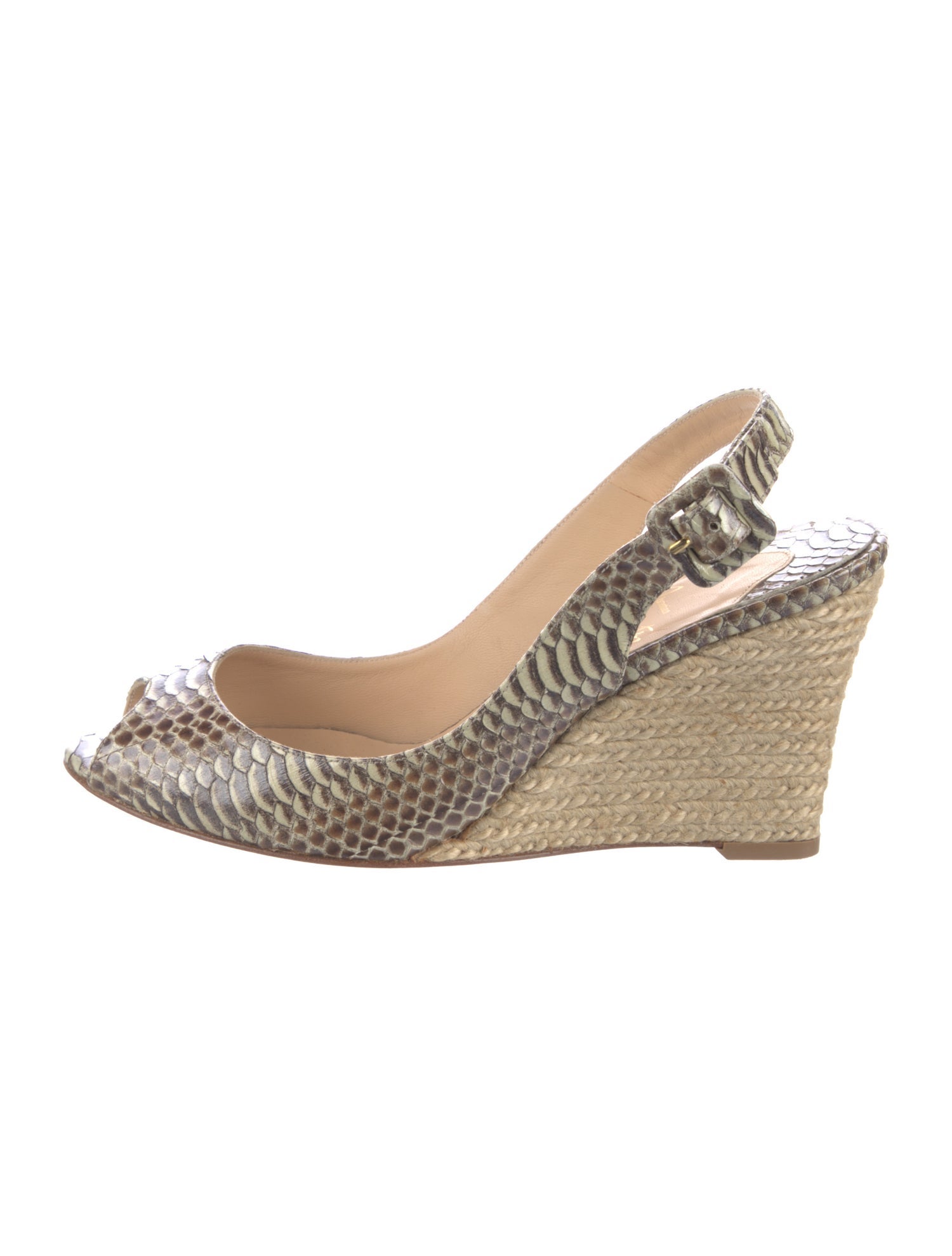 Christian Louboutin Snakeskin Animal Print Slingback Sandals