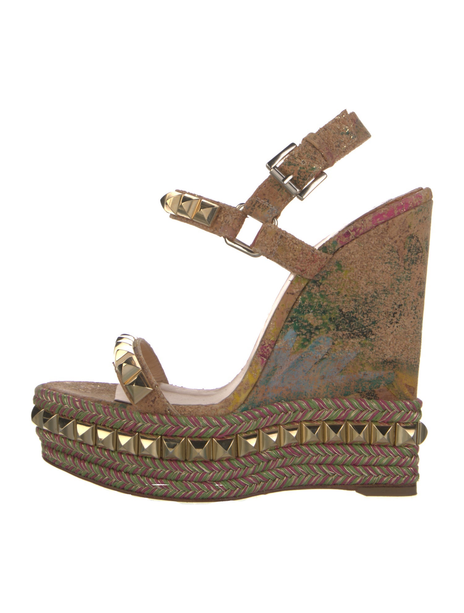 Christian Louboutin Printed Studded Accents Espadrilles