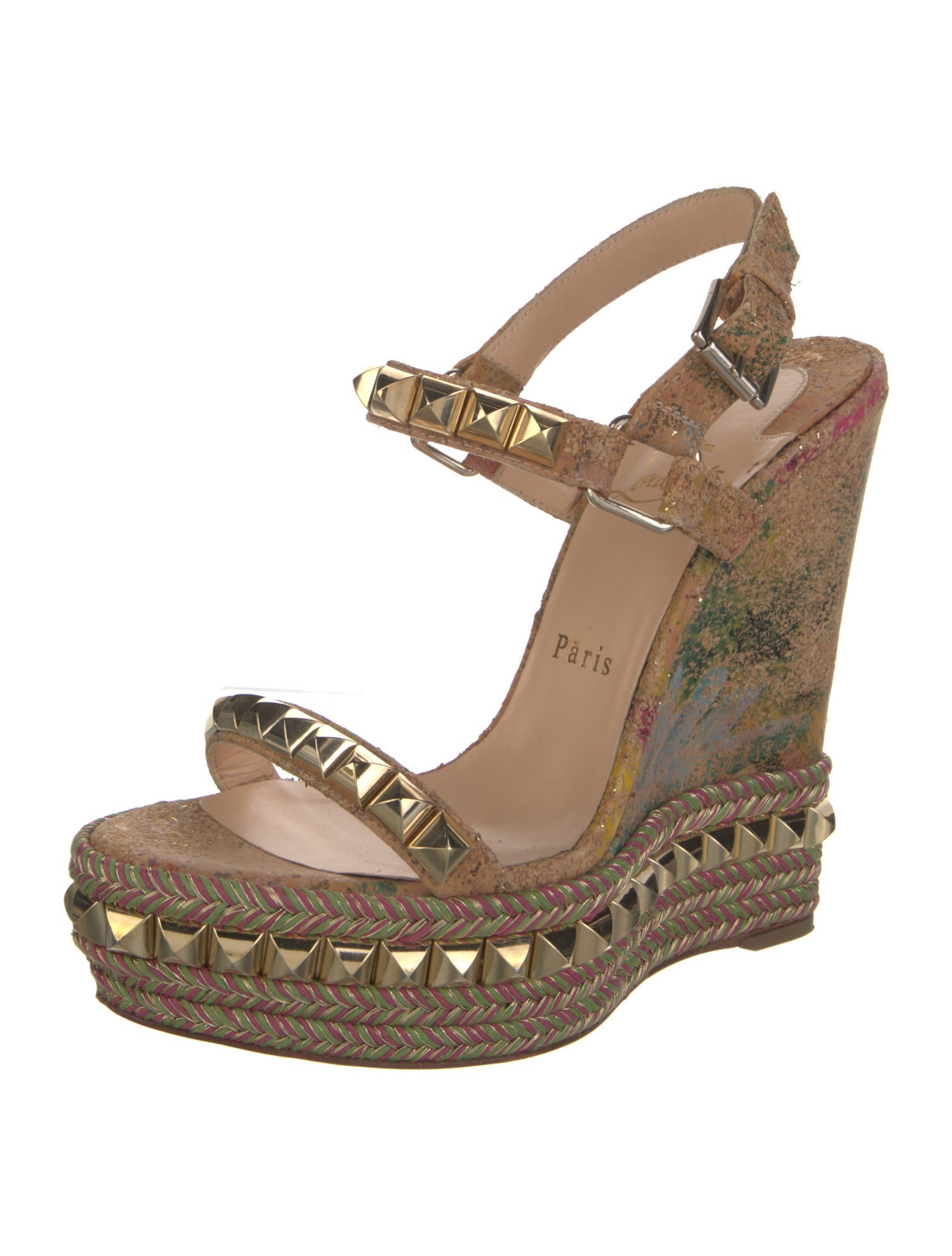 Christian Louboutin Printed Studded Accents Espadrilles