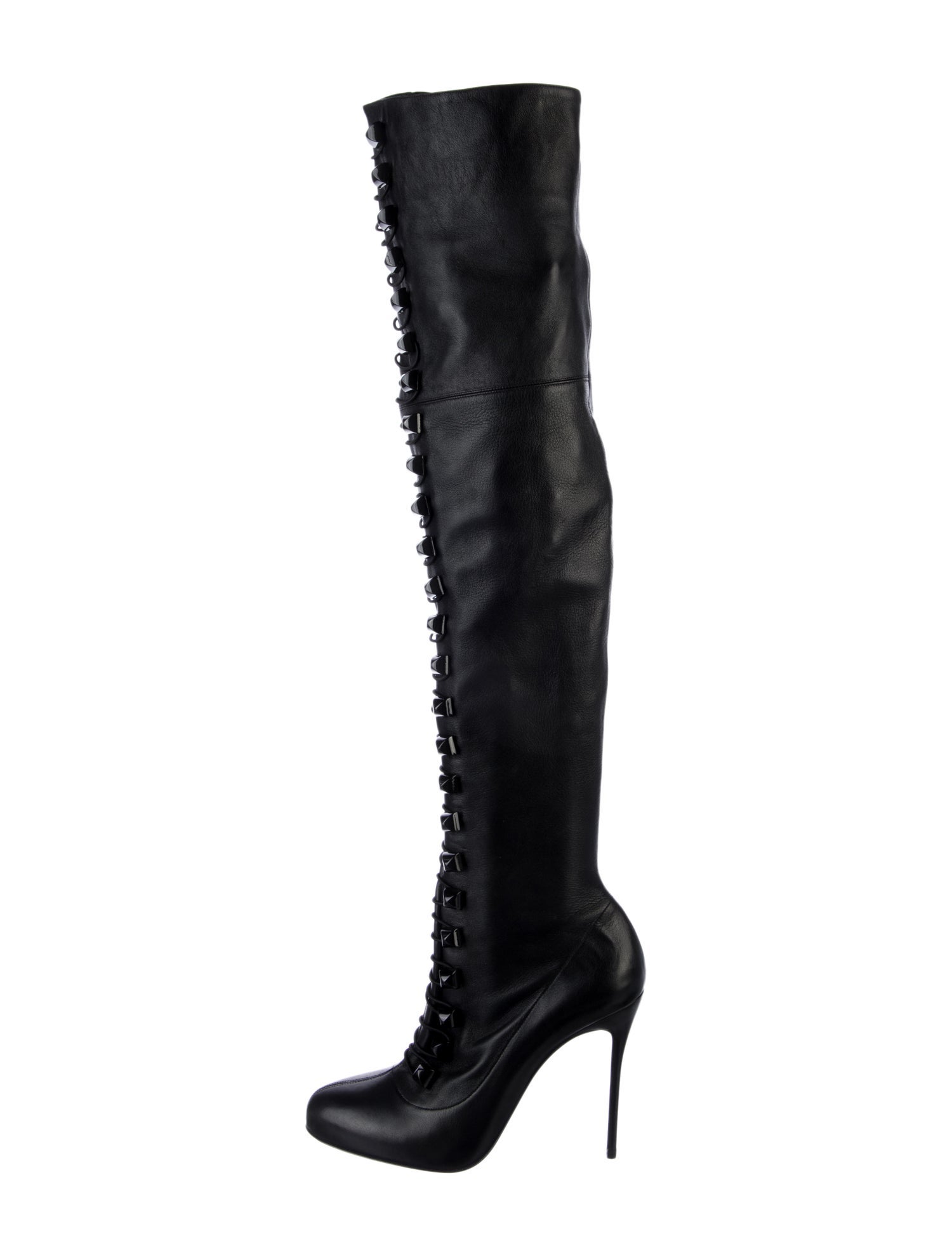 Christian Louboutin Leather Animal Print Lace-Up Boots