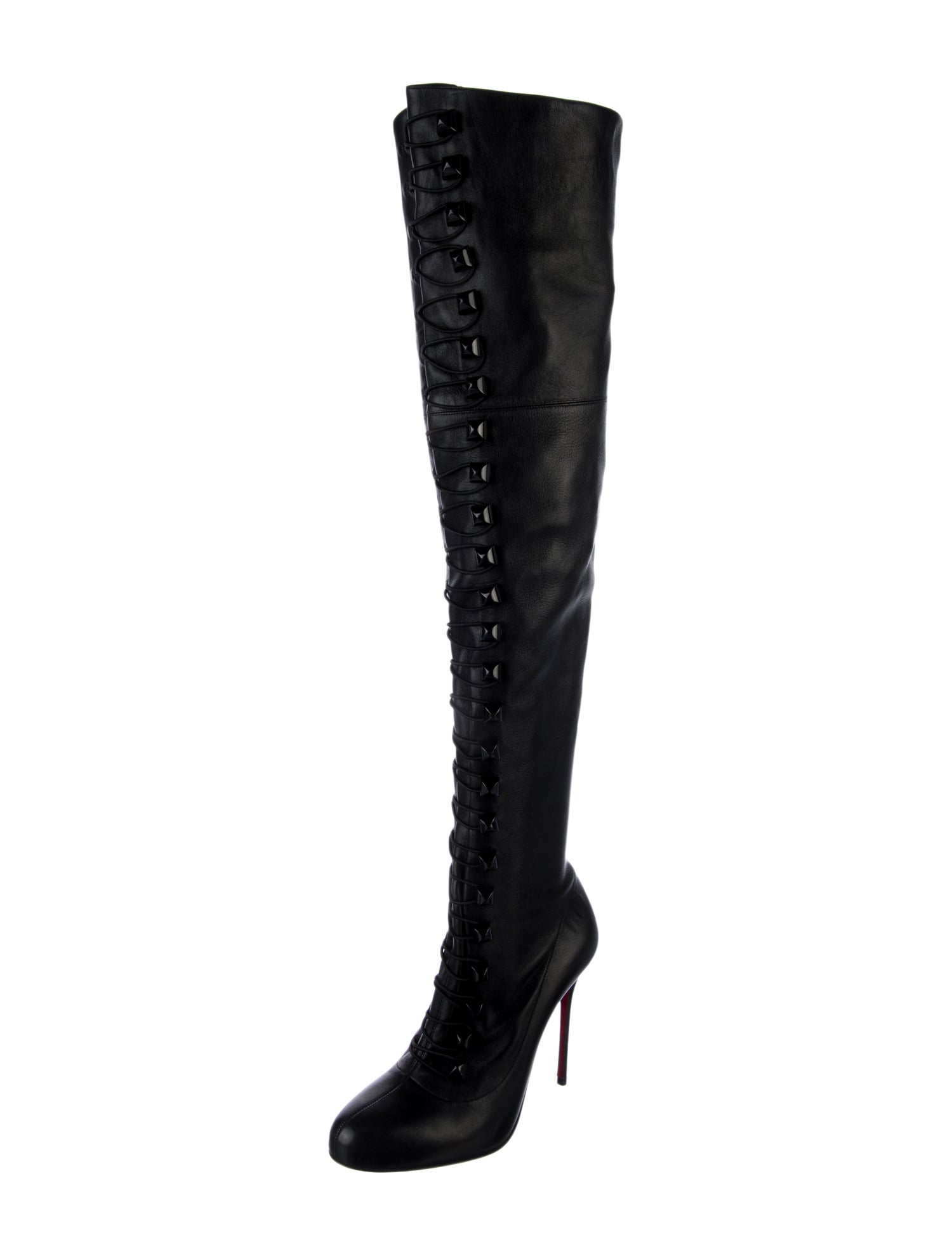 Christian Louboutin Leather Animal Print Lace-Up Boots