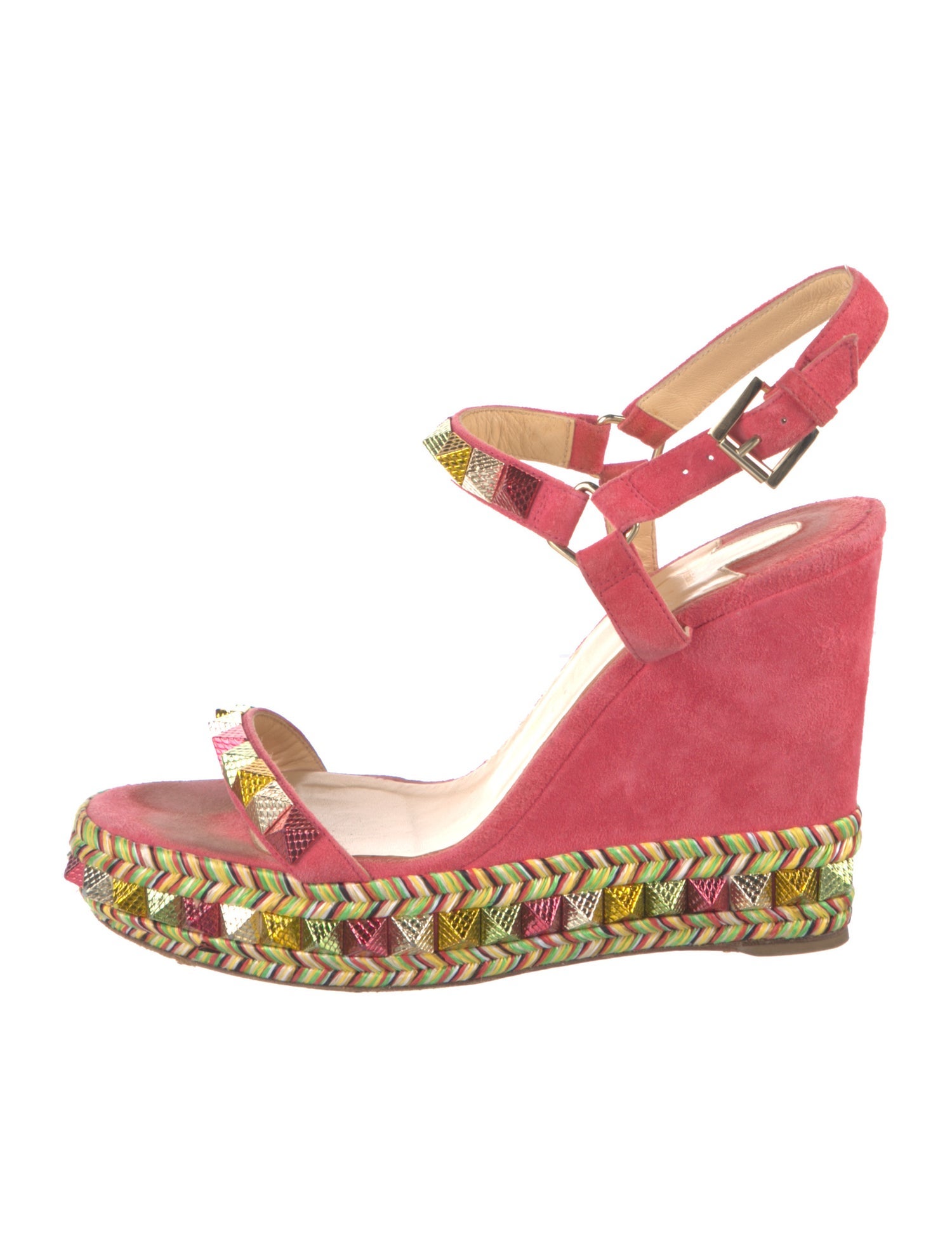 Christian Louboutin Rockstud Accents Suede Slingback Sandals