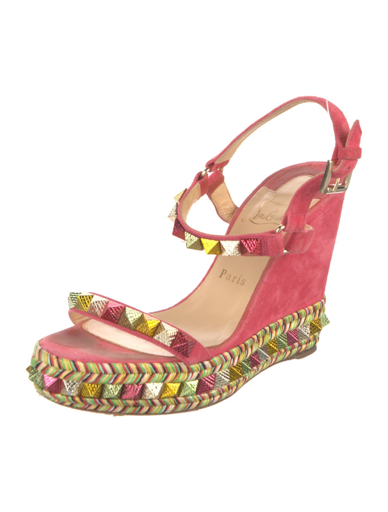 Christian Louboutin Rockstud Accents Suede Slingback Sandals