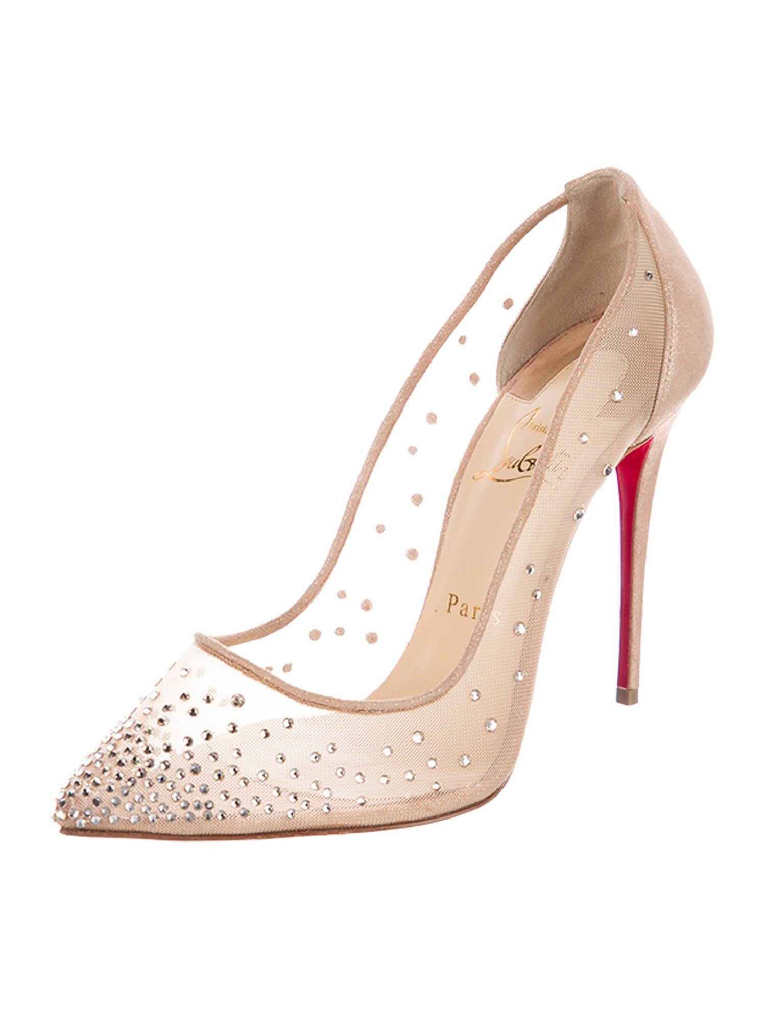 Christian Louboutin Mesh Crystal Embellishments Pumps