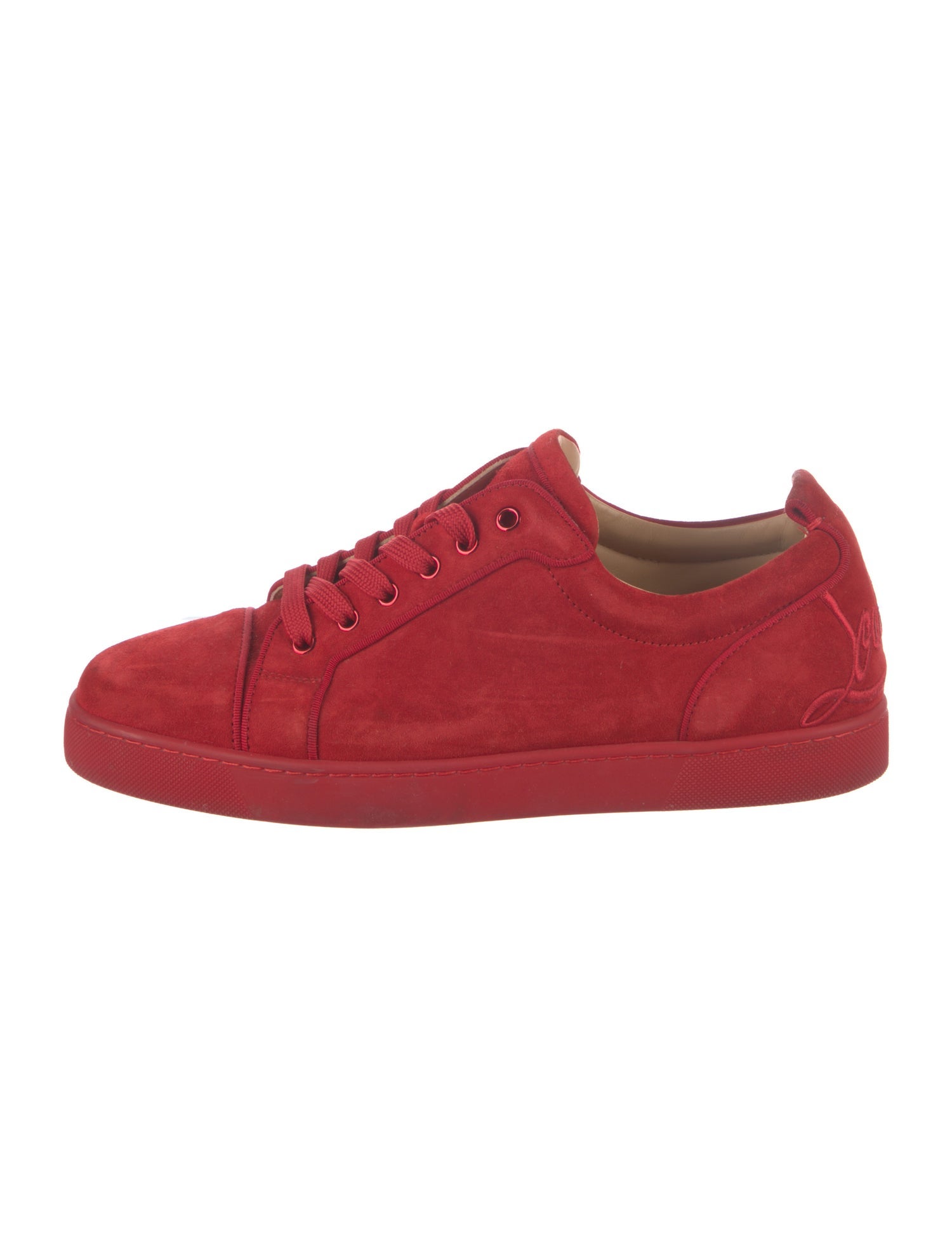 Christian Louboutin Suede Embroidered Accent Sneakers
