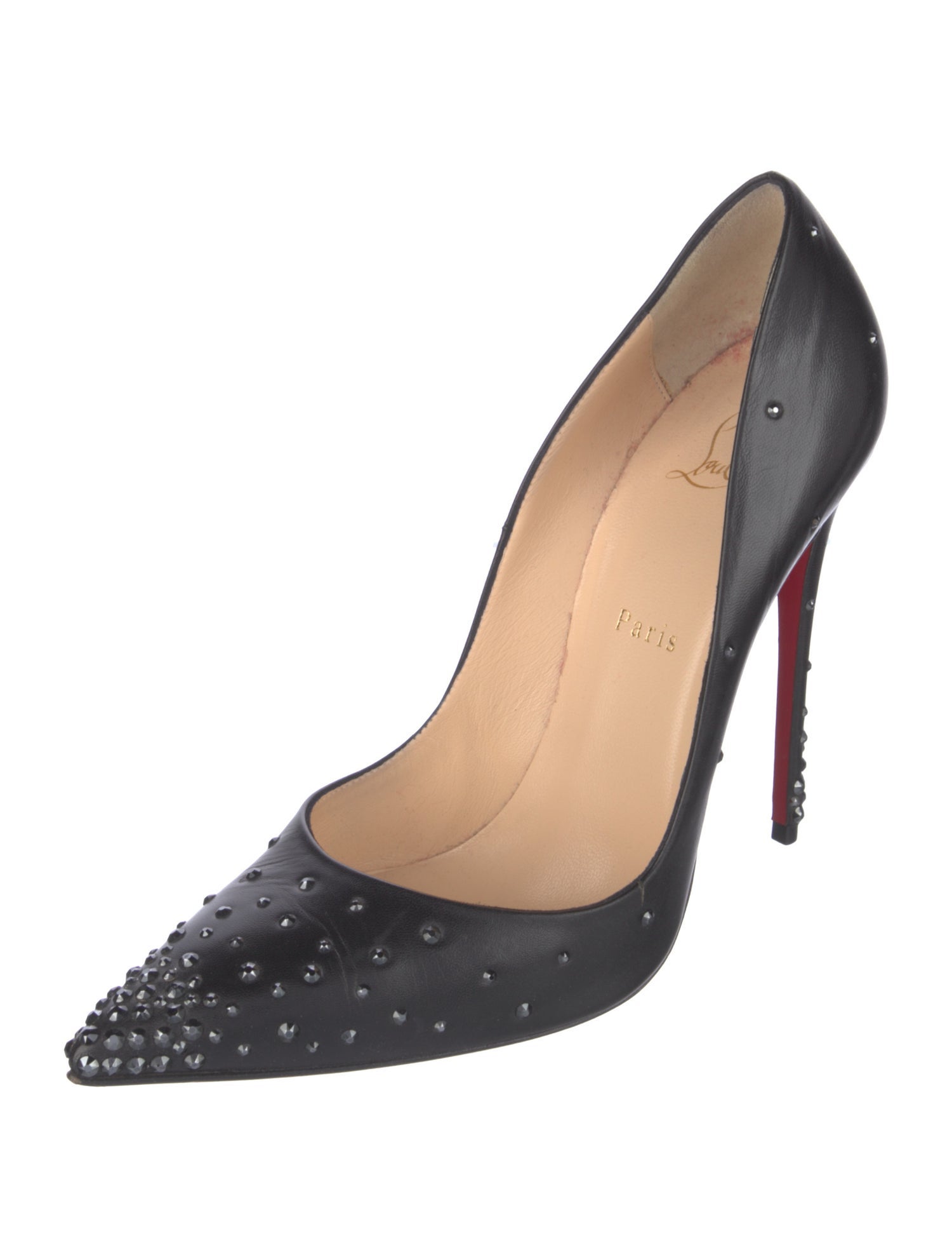 Christian Louboutin Leather Crystal Embellishments Pumps