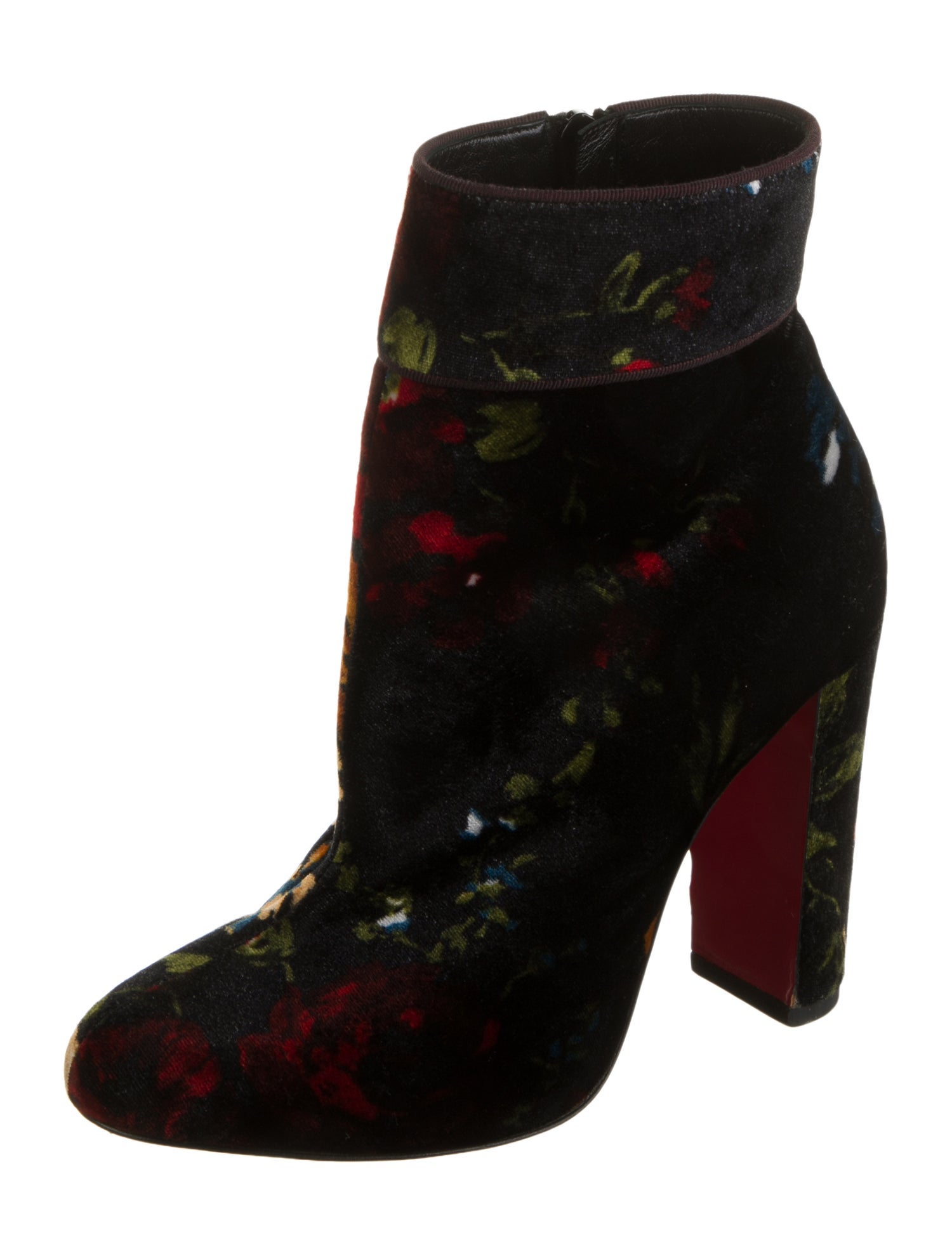 Christian Louboutin Velvet Floral Print Boots