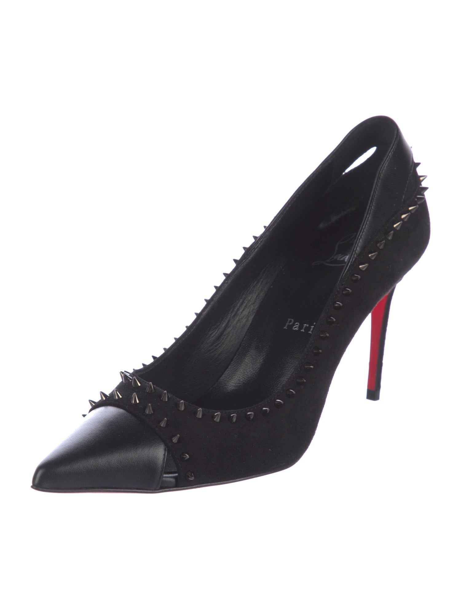 Christian Louboutin Spike Accents Suede Pumps