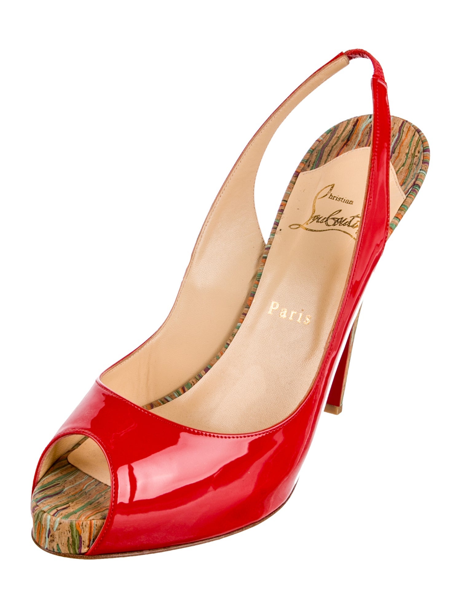 Christian Louboutin Patent Leather Slingback Pumps