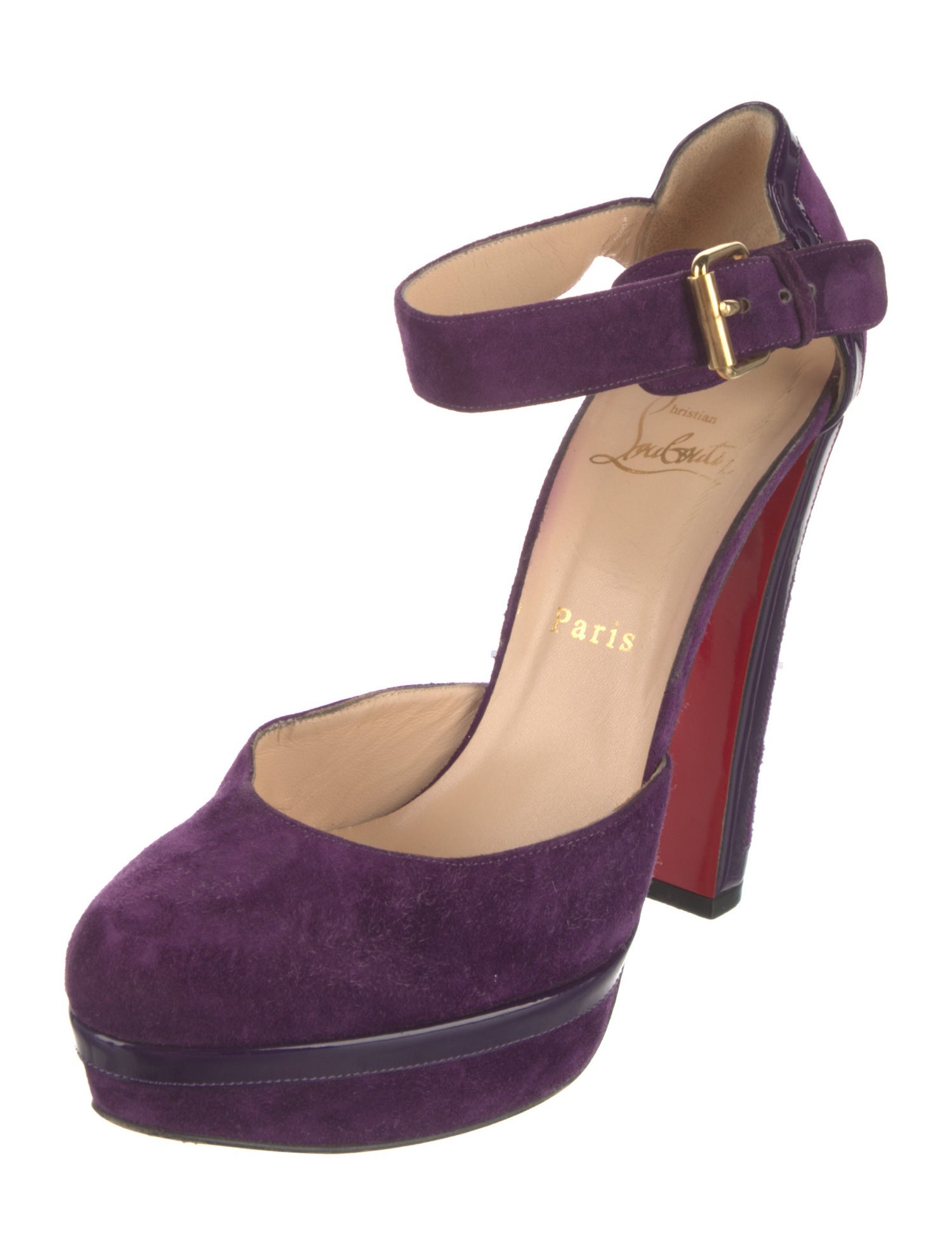 Christian Louboutin Suede Leather Trim Embellishment Pumps