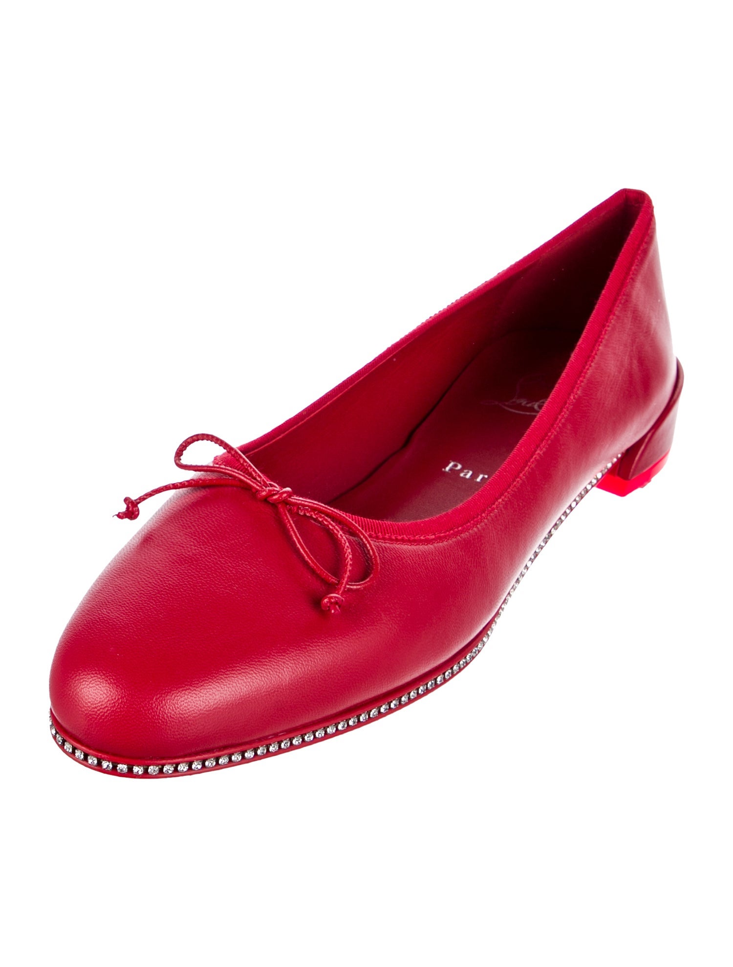 Christian Louboutin Leather Bow Accents Ballet Flats