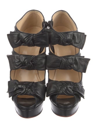 Christian Louboutin Leather Bow Accents Sandals