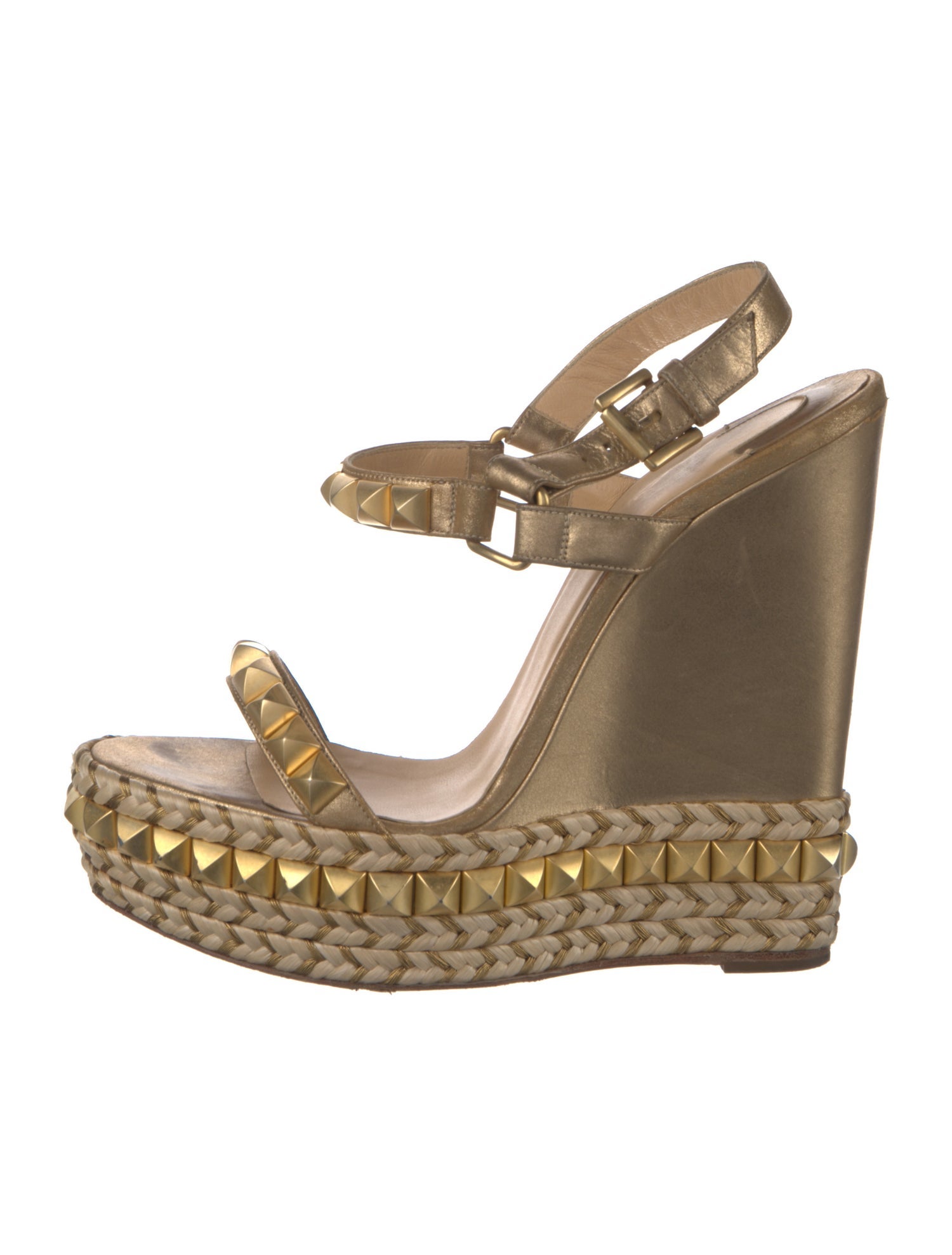 Christian Louboutin Leather Studded Accents Espadrilles