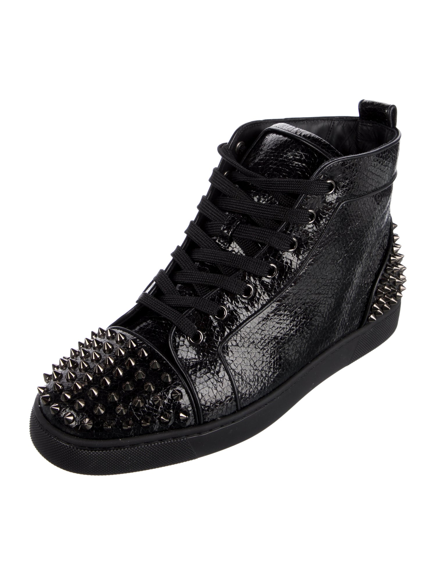 Christian Louboutin Rockstud Accents Patent Leather Sneakers
