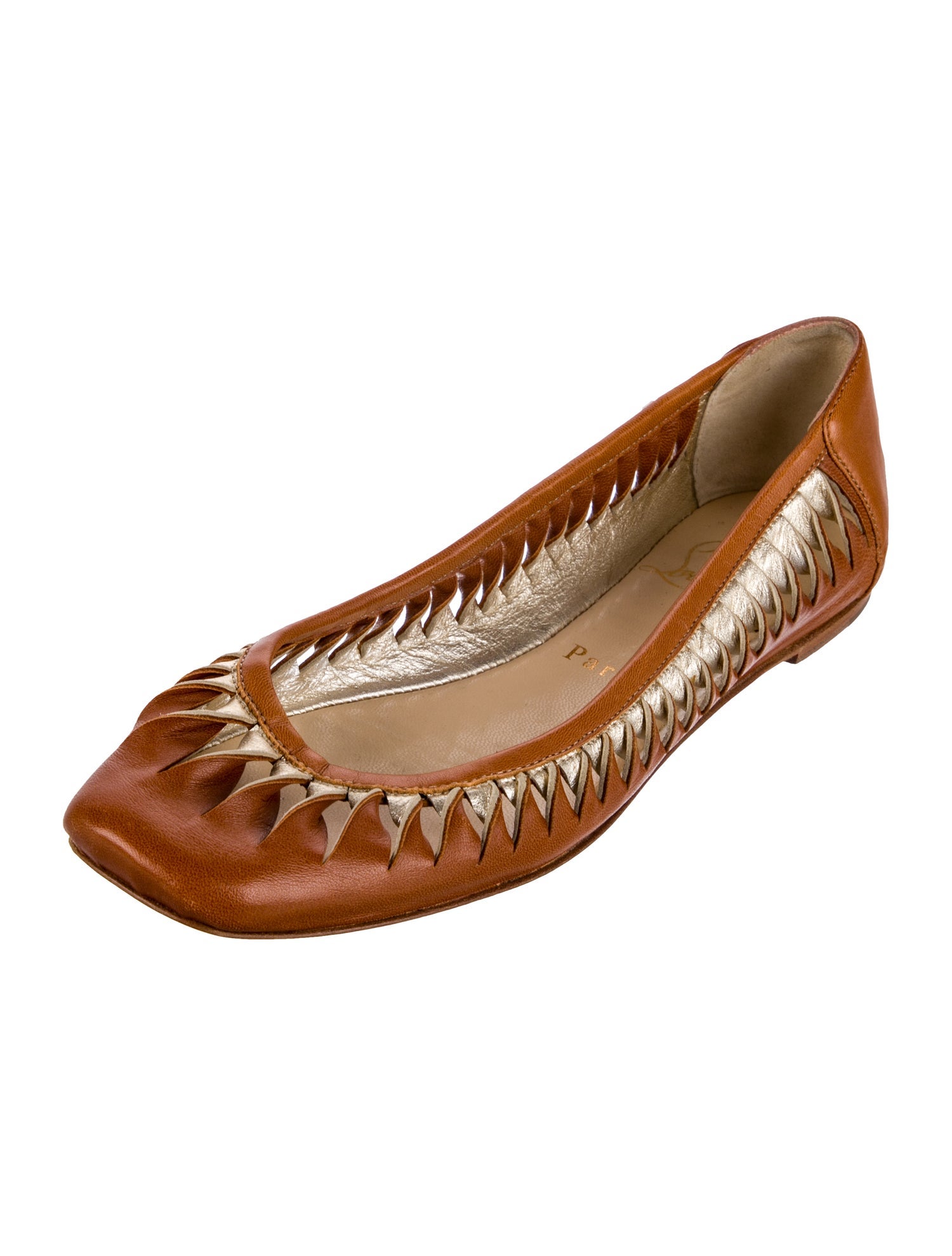 Christian Louboutin Leather Lasercut Accents Ballet Flats