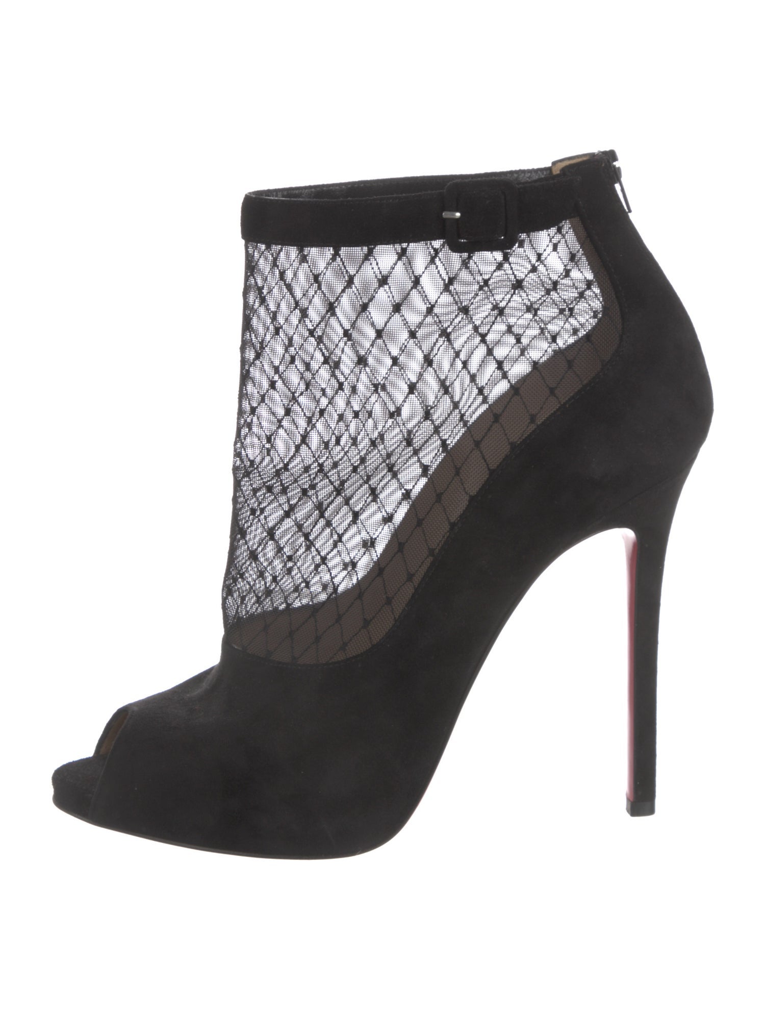 Christian Louboutin Suede Mesh Accents Pumps