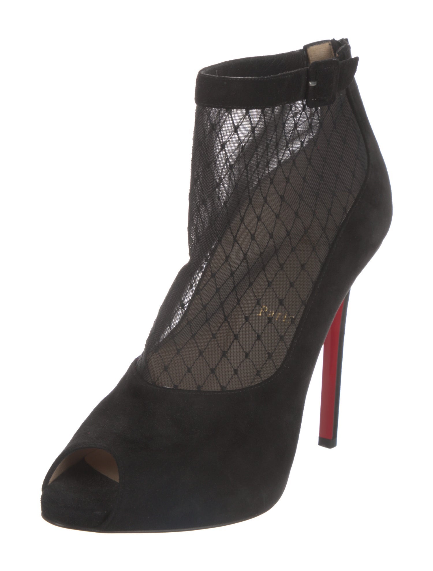 Christian Louboutin Suede Mesh Accents Pumps