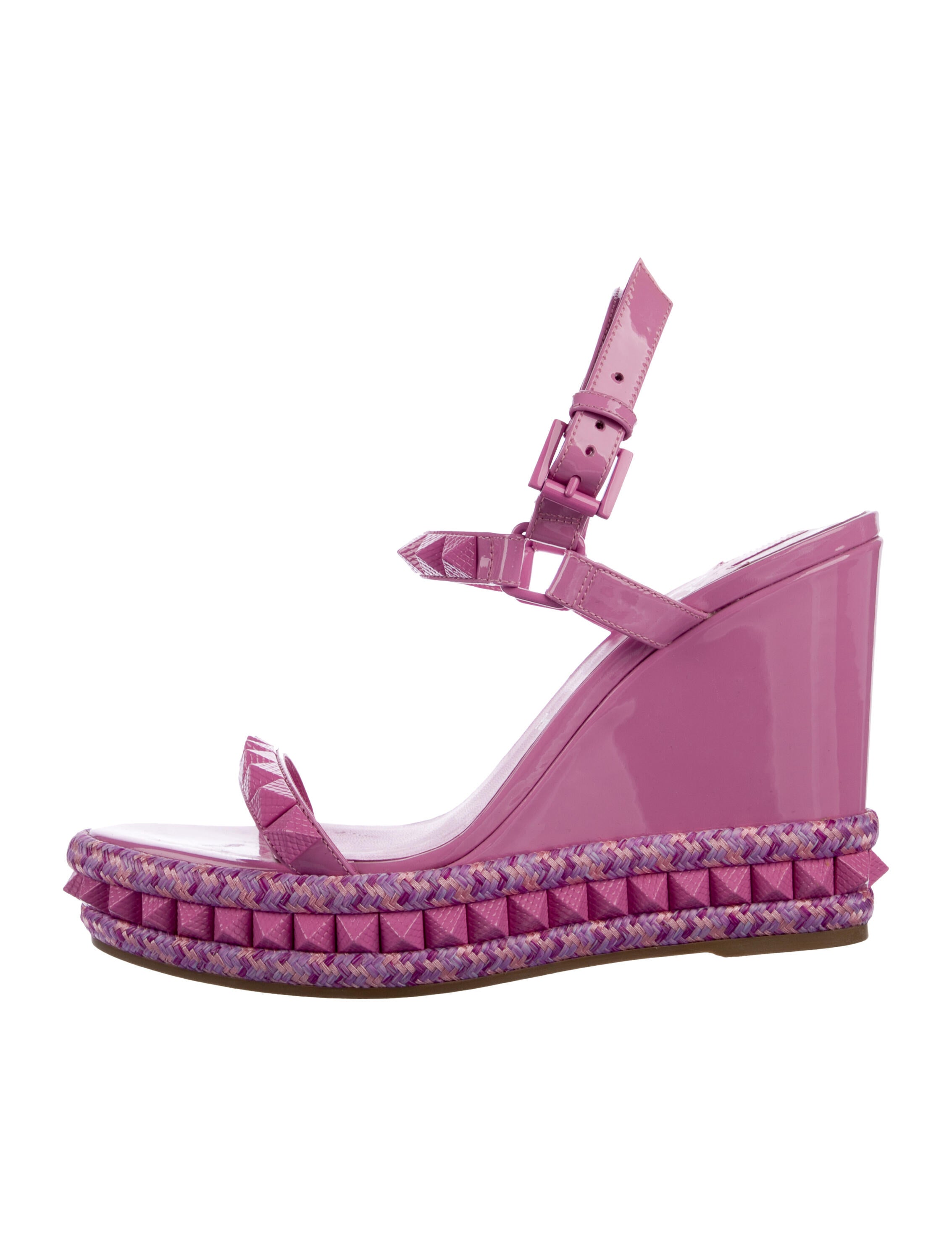 Christian Louboutin Patent Leather Studded Accents Espadrilles