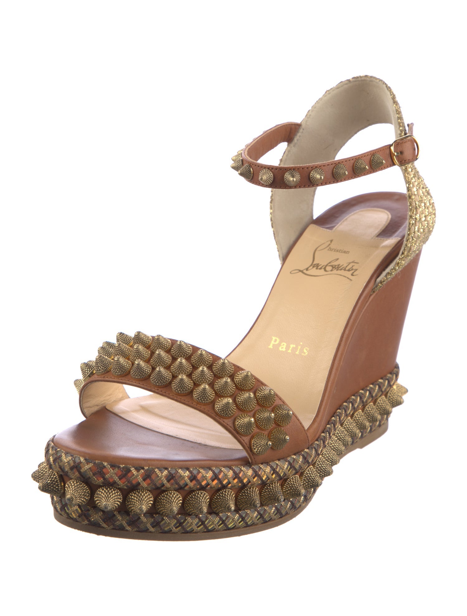 Christian Louboutin Leather Studded Accents Espadrilles