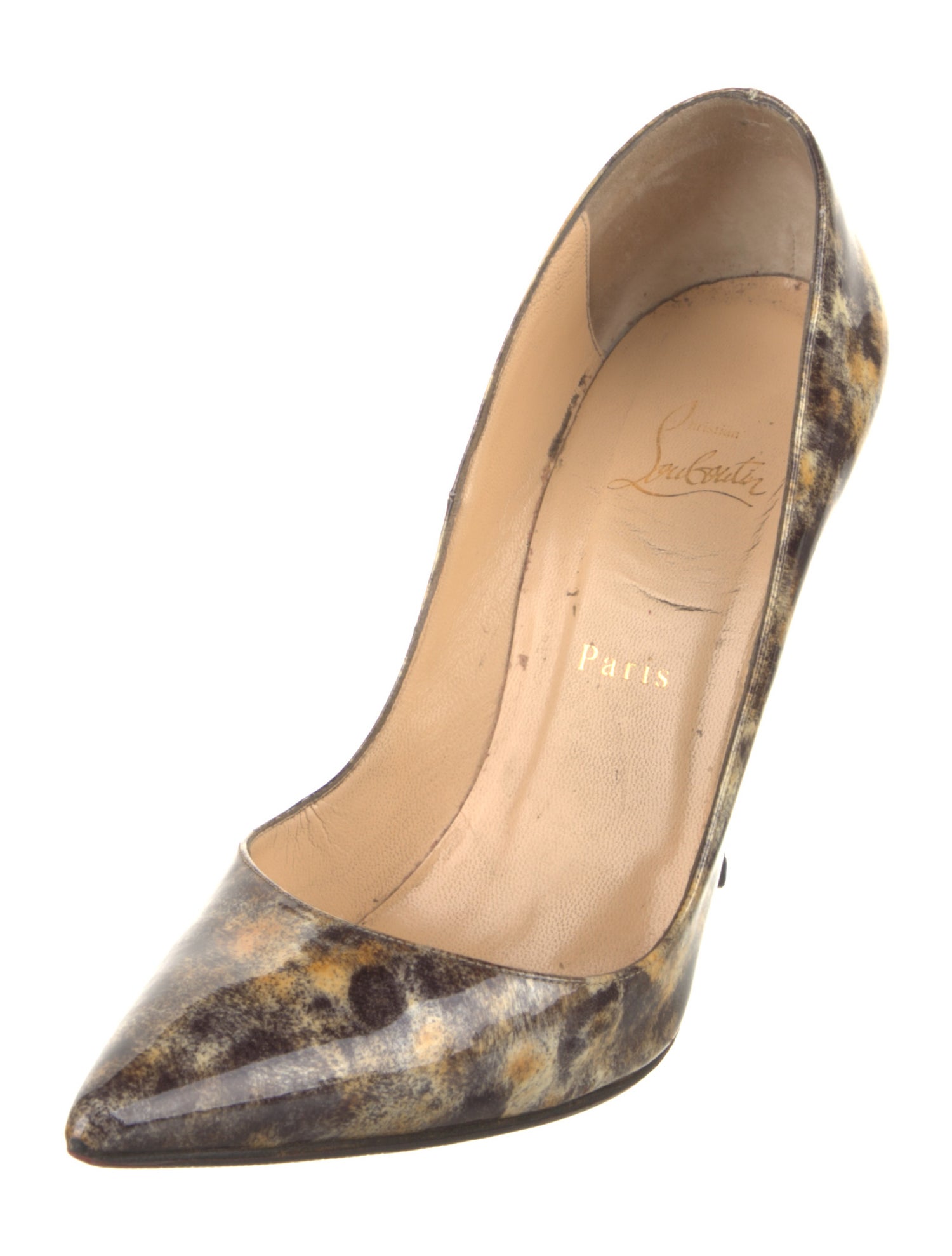 Christian Louboutin Patent Leather Animal Print Pumps
