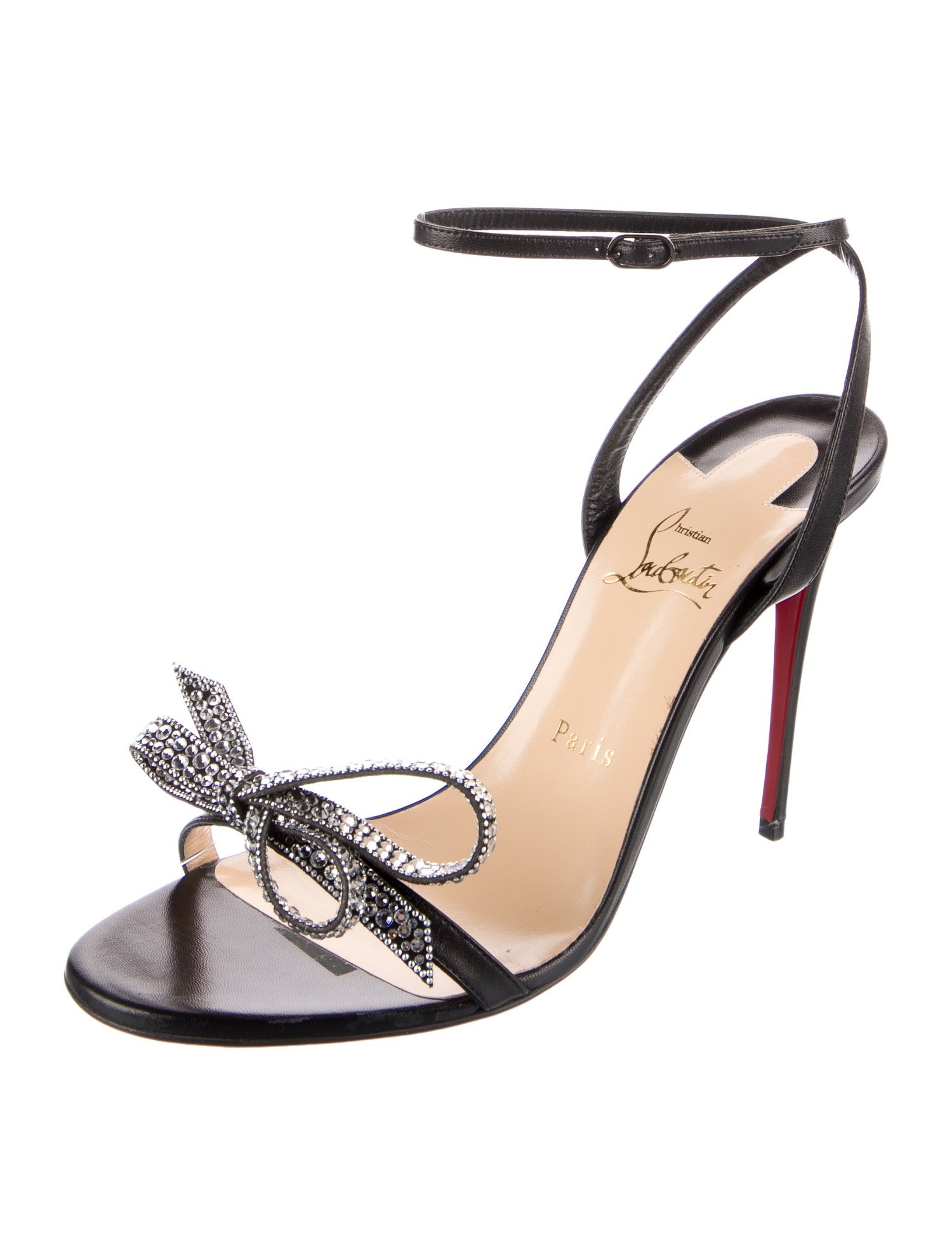 Christian Louboutin Leather Bow Accents Sandals