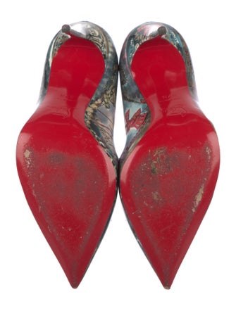 Christian Louboutin Patent Leather Printed Slingback Pumps