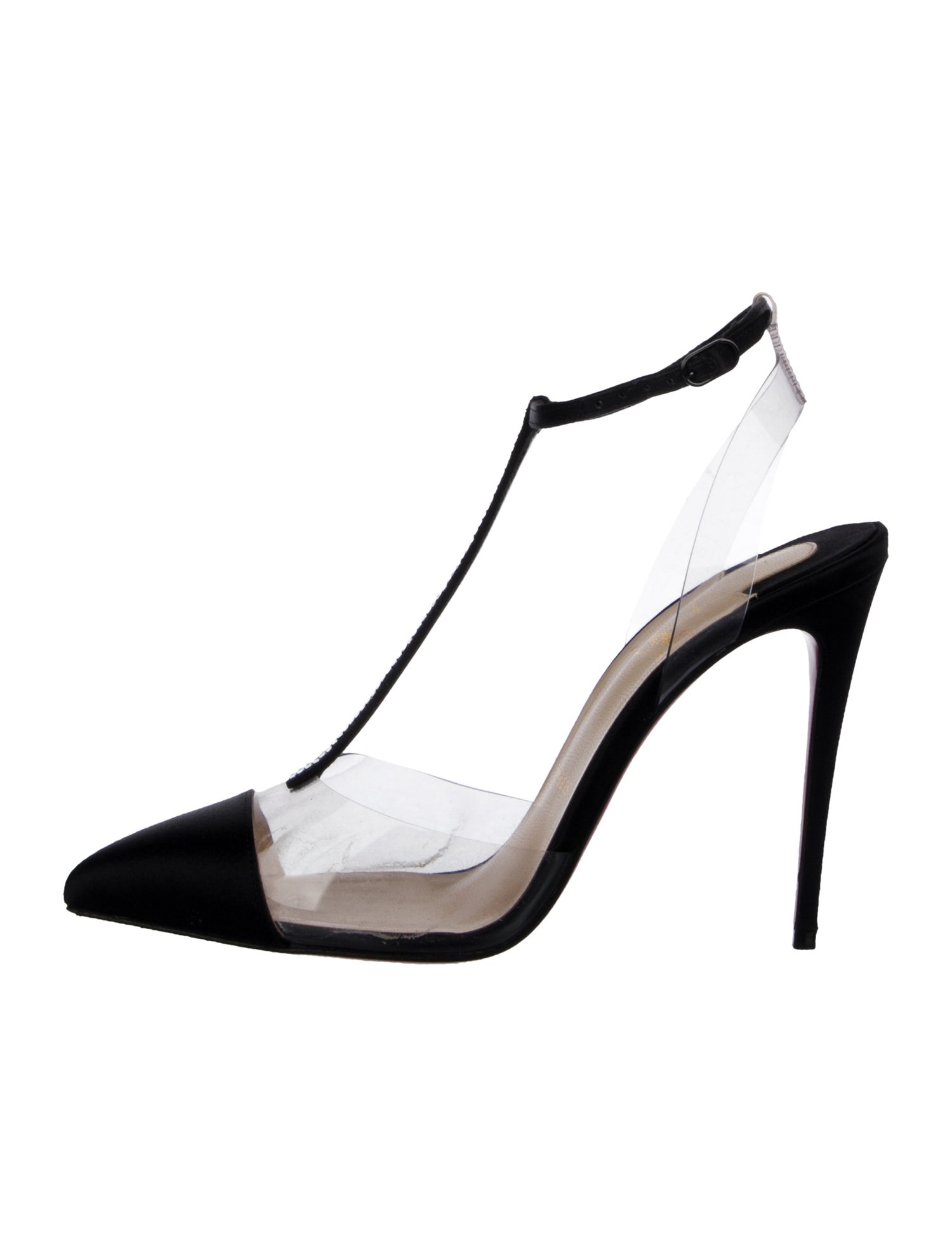 Christian Louboutin PVC Crystal Embellishments T-Strap Pumps