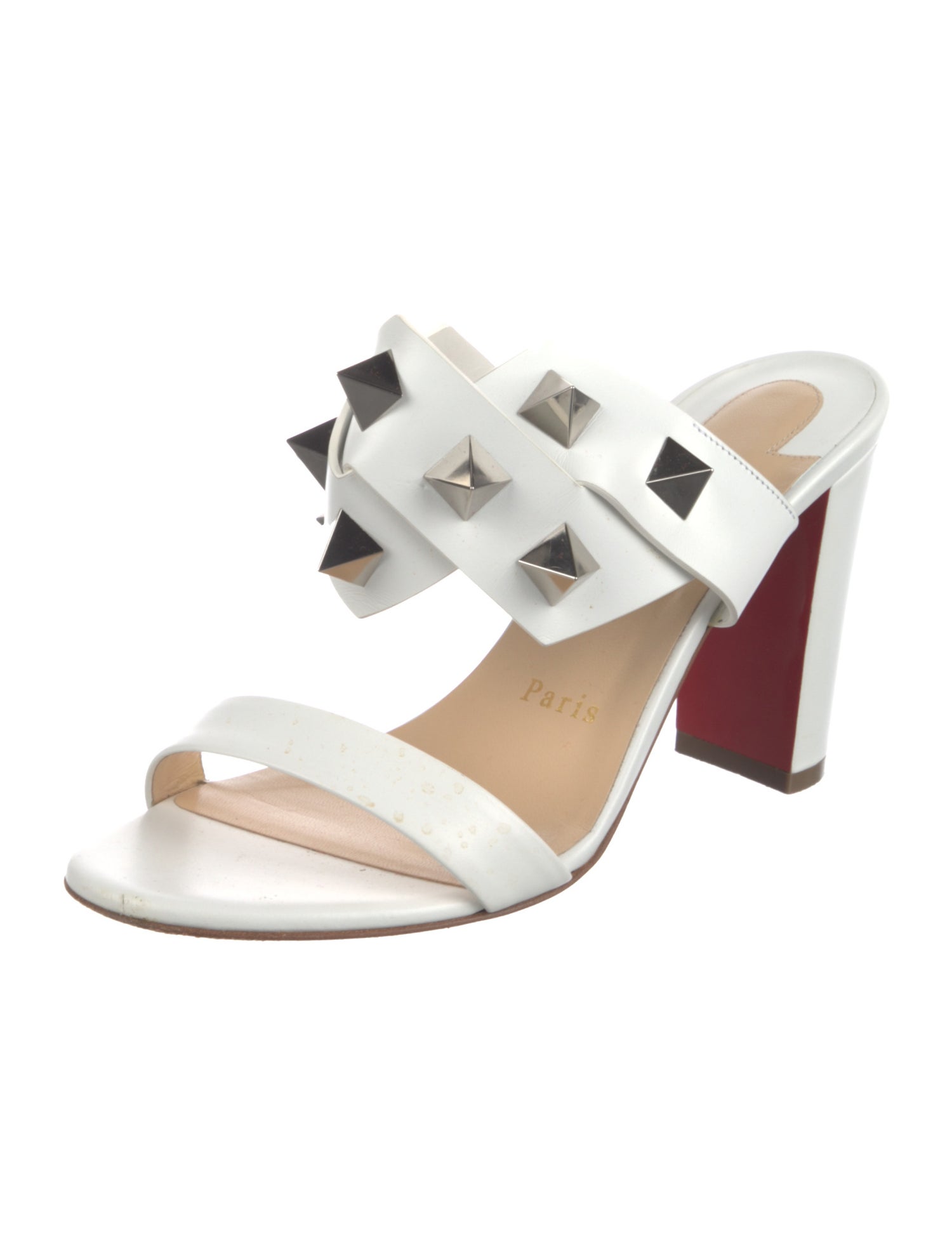 Christian Louboutin Spike Accents Leather Slides