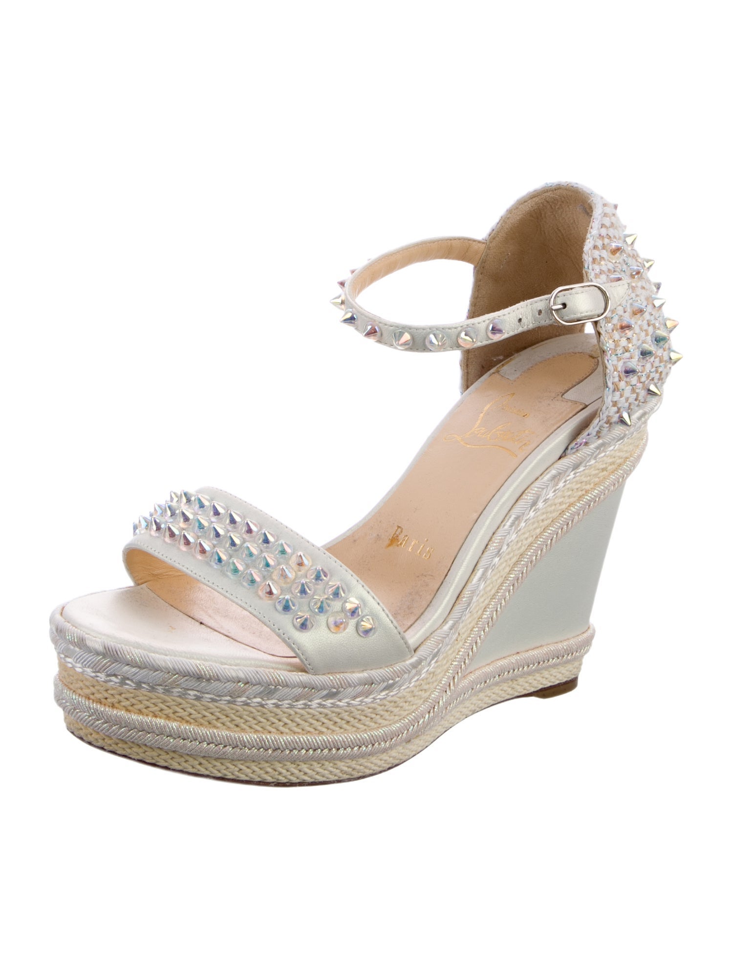 Christian Louboutin Spike Accents Leather Espadrilles