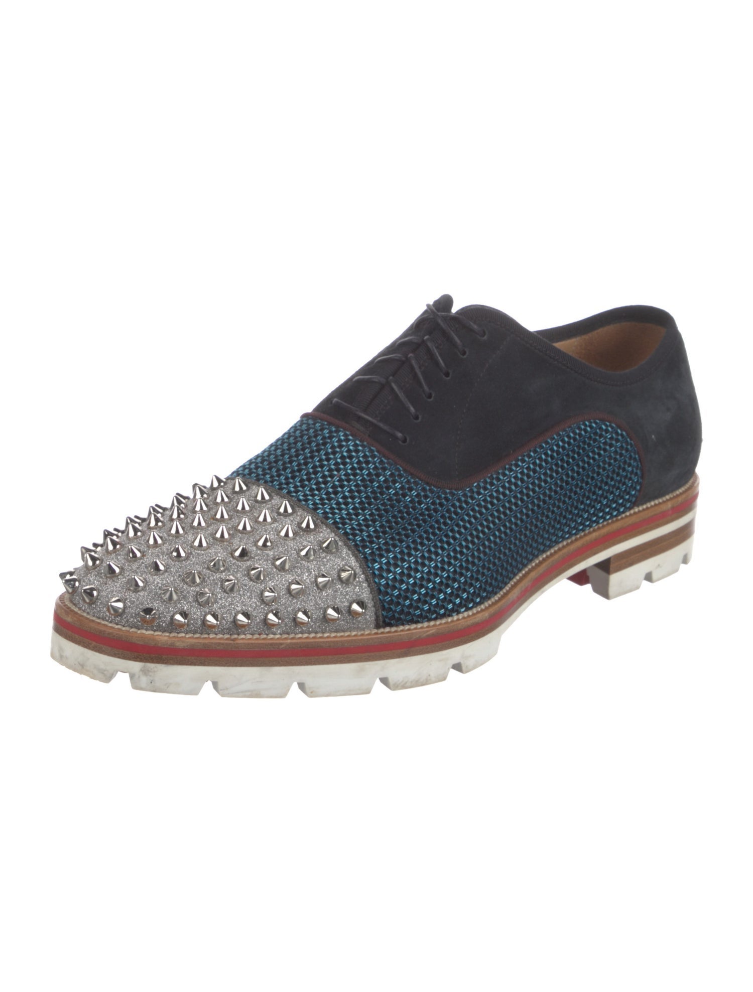 Christian Louboutin Spike Accents Suede Derby Shoes