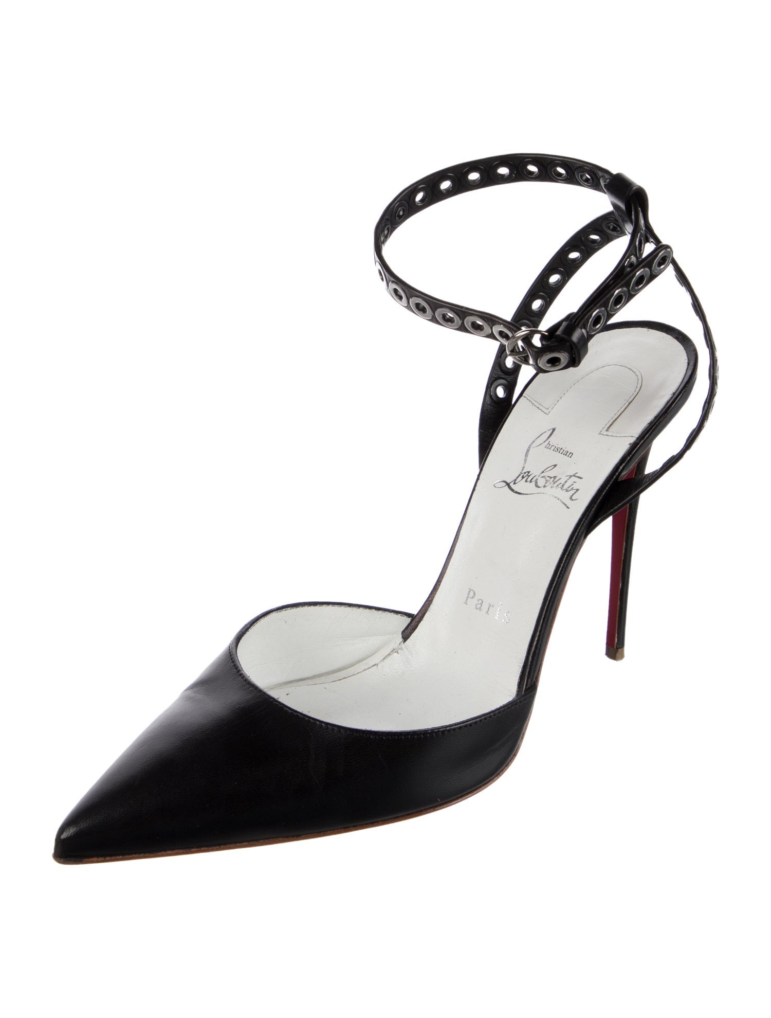Christian Louboutin Leather Eyelet Trim Slingback Pumps